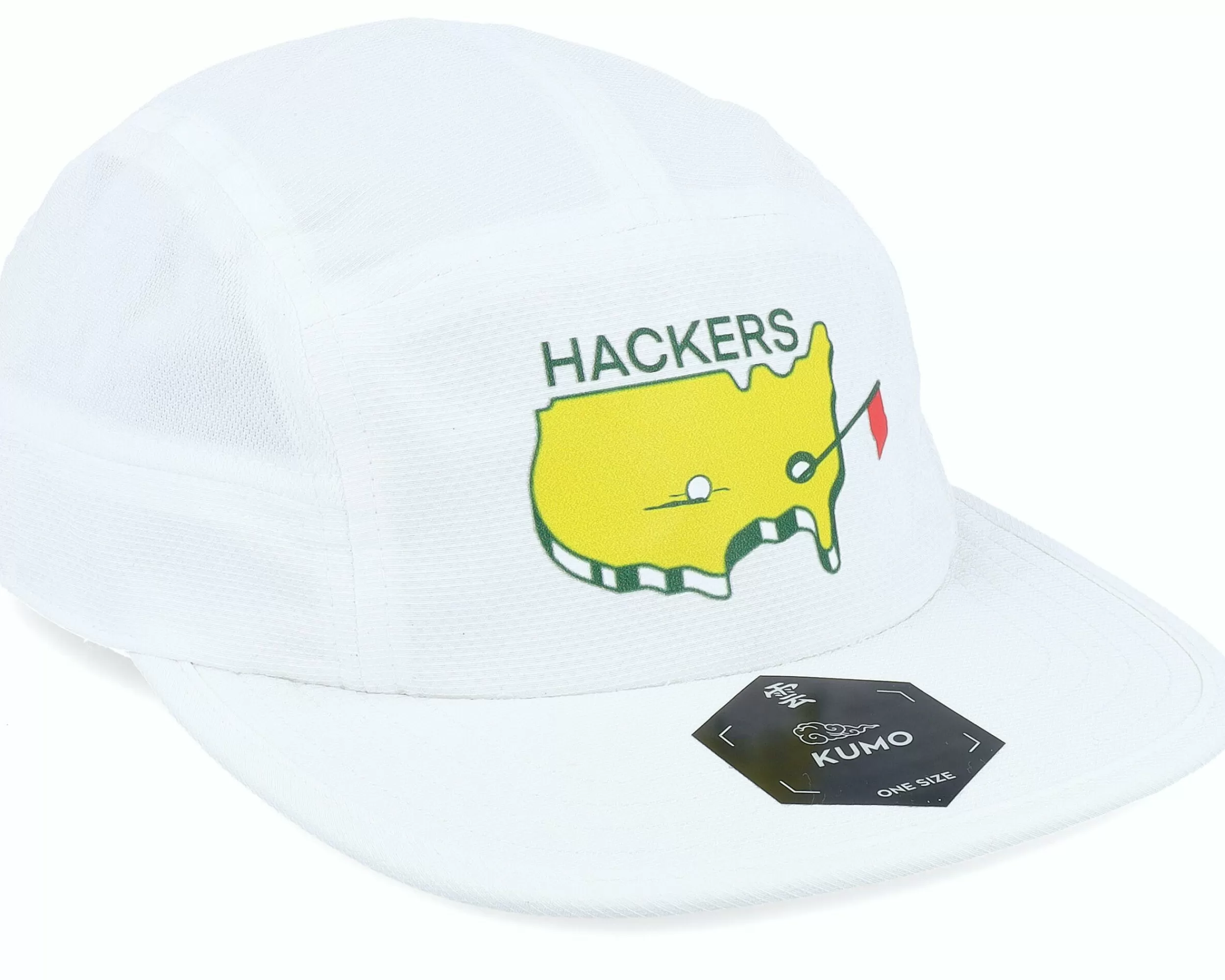 Pins & Stripes Hackers Golf Logo White 5-Panel - -Unisex 5-Panel