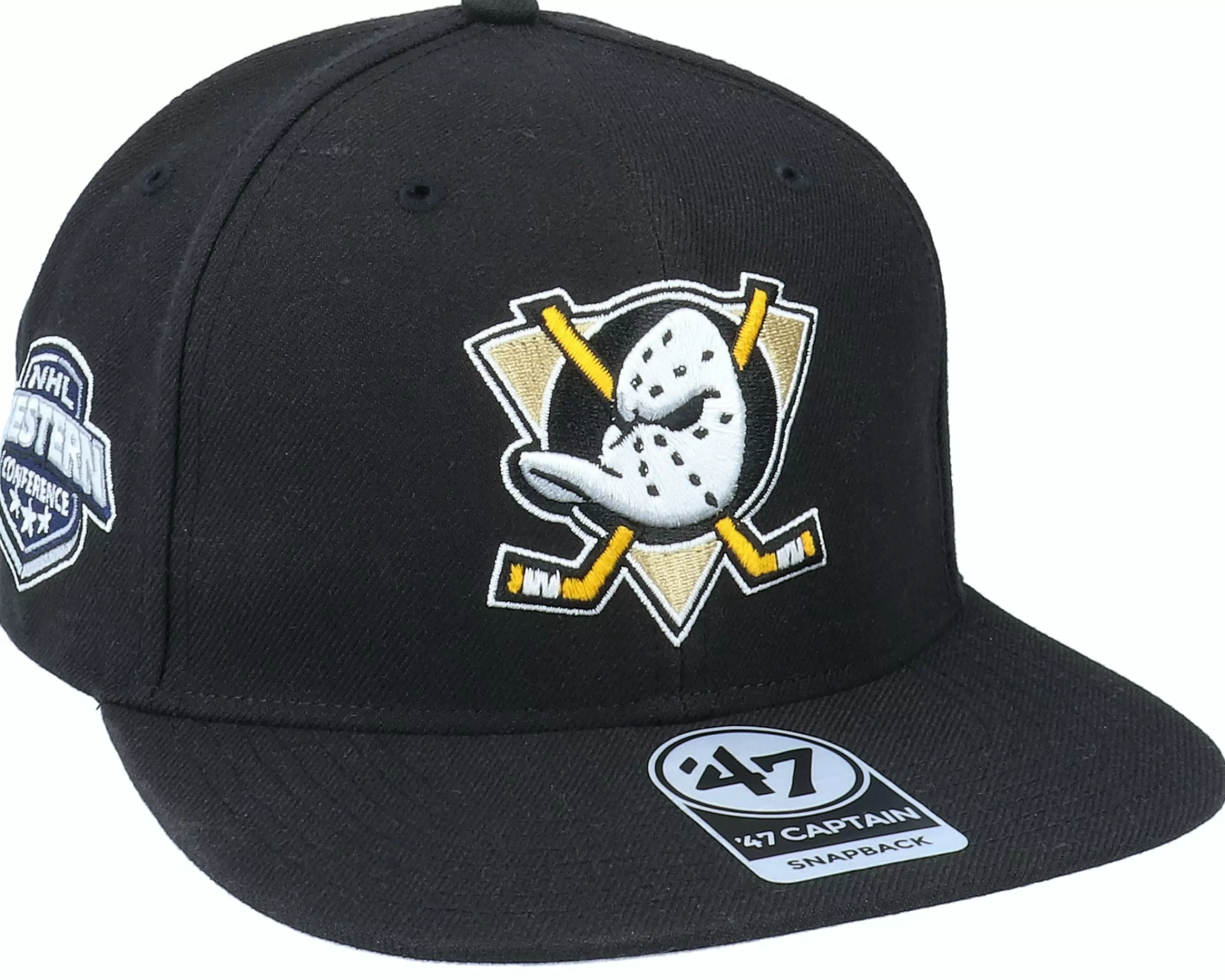 47 Brand Hatstore Exclusive X Anaheim Ducks Sure Shot Captain Black Snapback - -Unisex Snapback