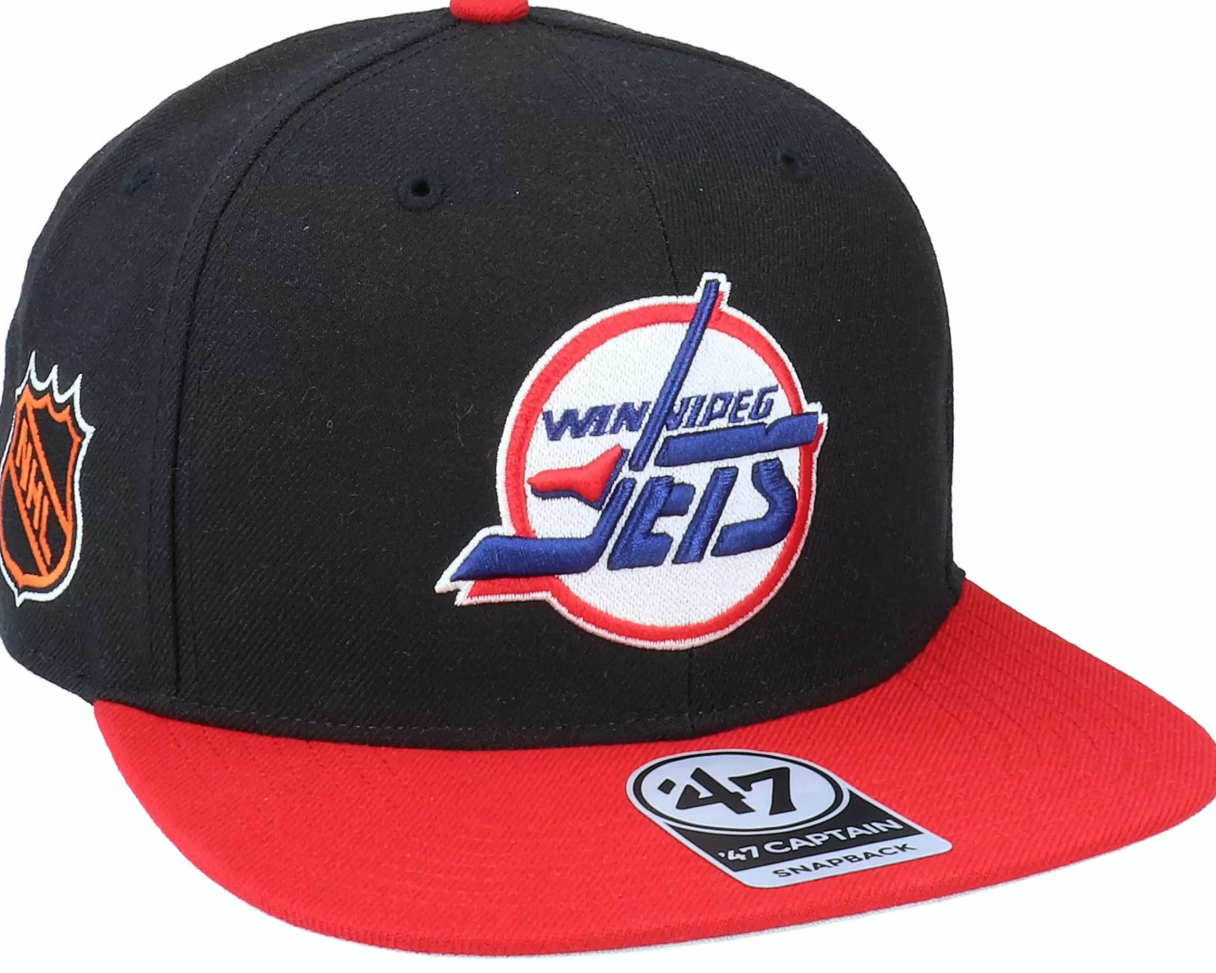 47 Brand Hatstore Exclusive X Winnipeg Jets Sure Shot Two Tone Captain Black/Red Snapback - -Unisex Snapback