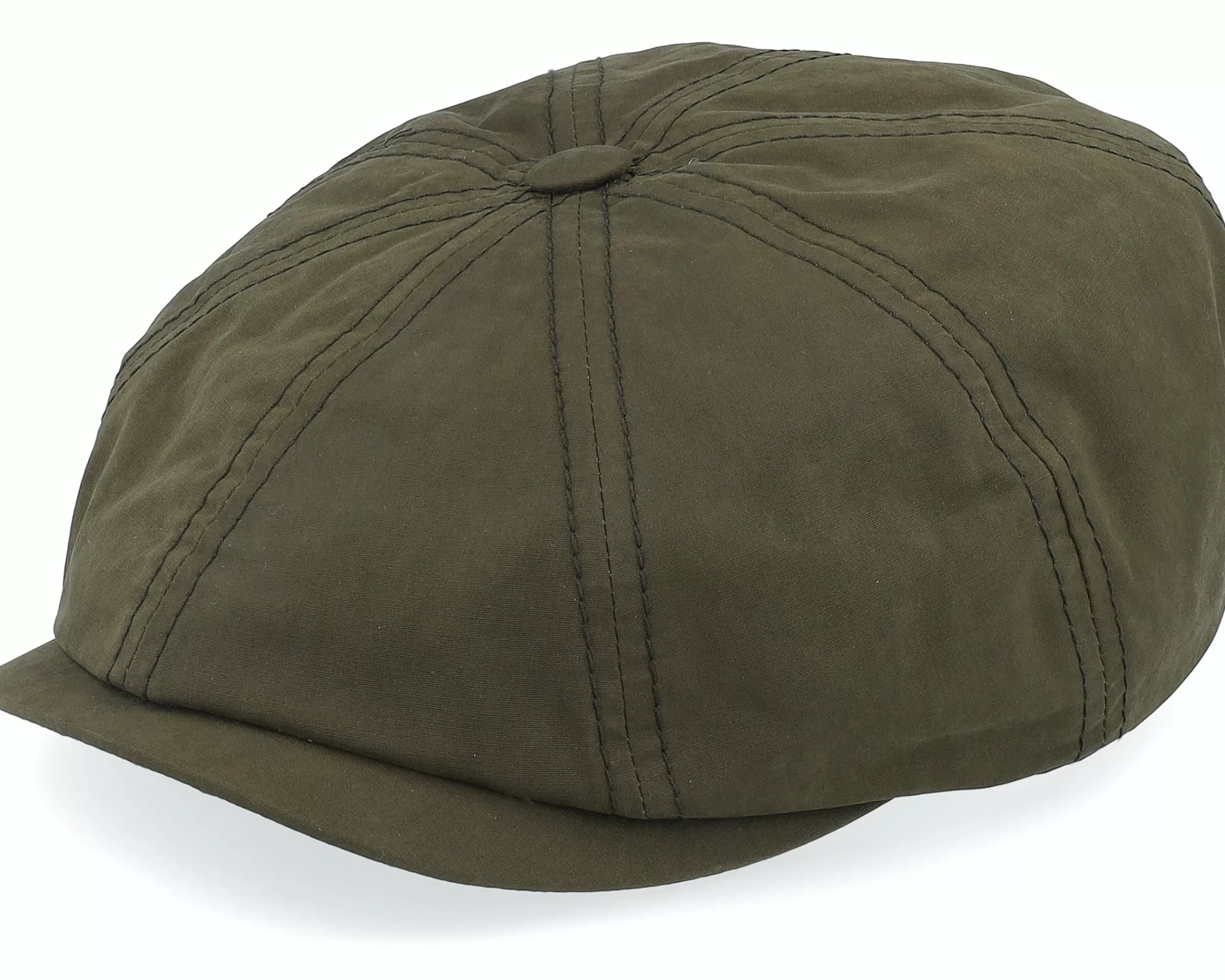 Stetson Hatteras Waxed Cotton Dark Green Flat Cap - -Unisex Flat Caps