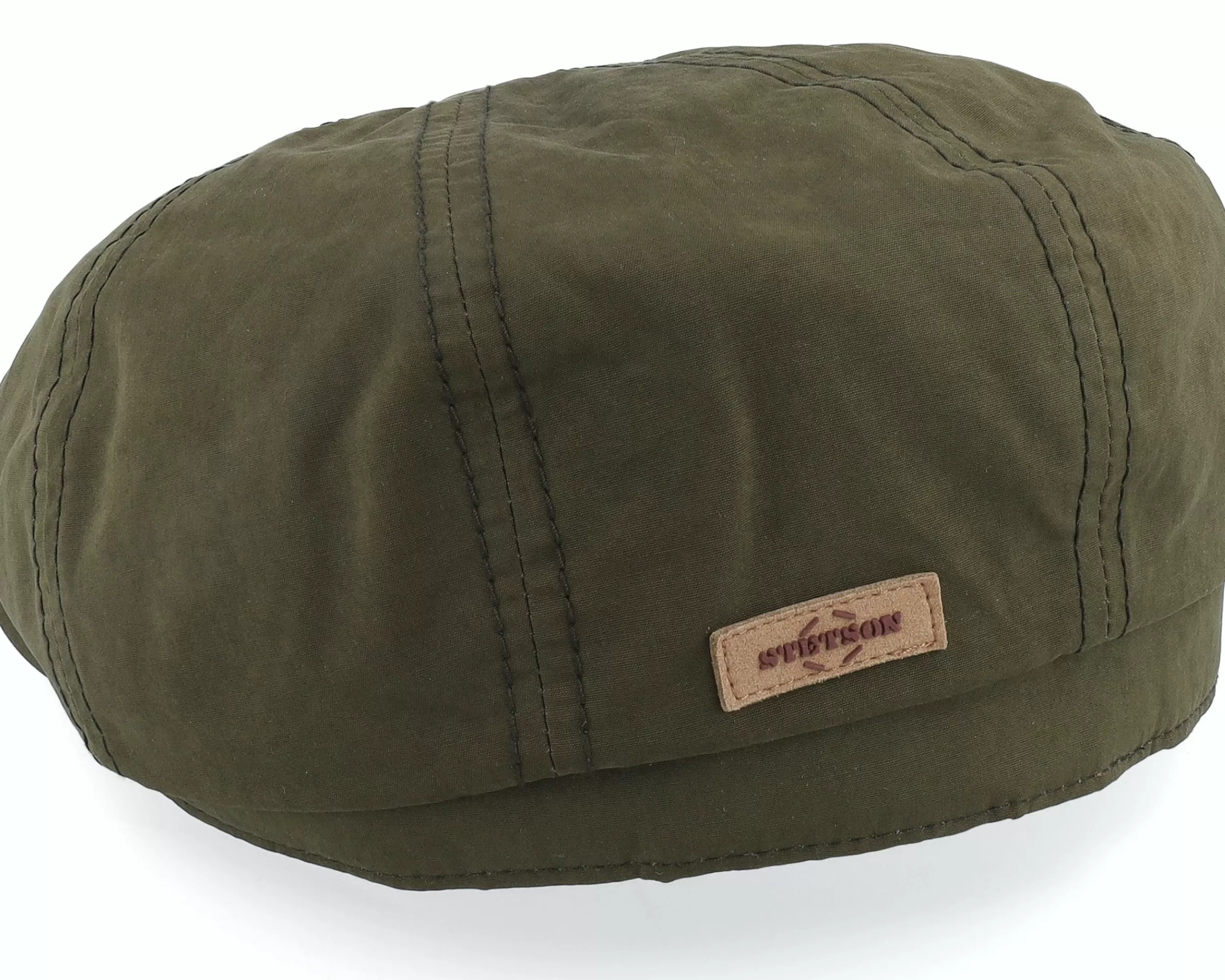 Stetson Hatteras Waxed Cotton Dark Green Flat Cap - -Unisex Flat Caps