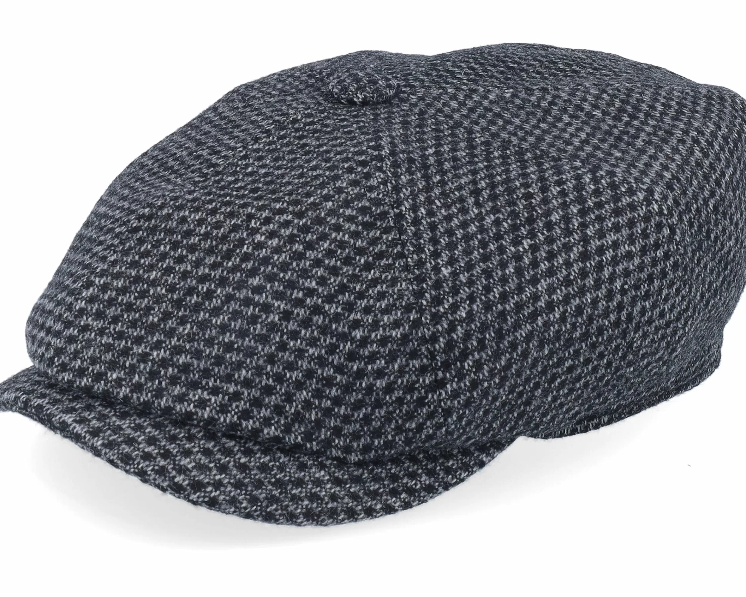 Stetson Hatteras Wool Black/Charcoal Flatcap - -Unisex Flat Caps