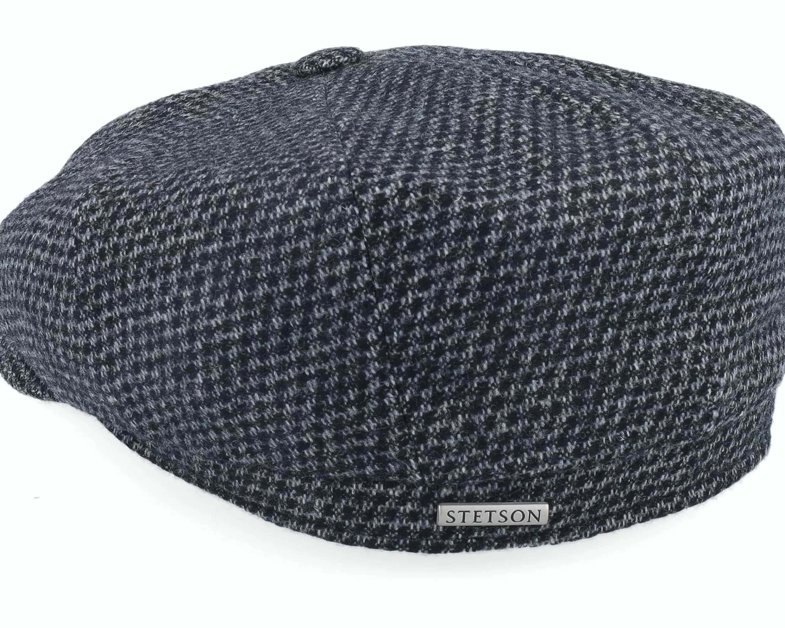 Stetson Hatteras Wool Black/Charcoal Flatcap - -Unisex Flat Caps