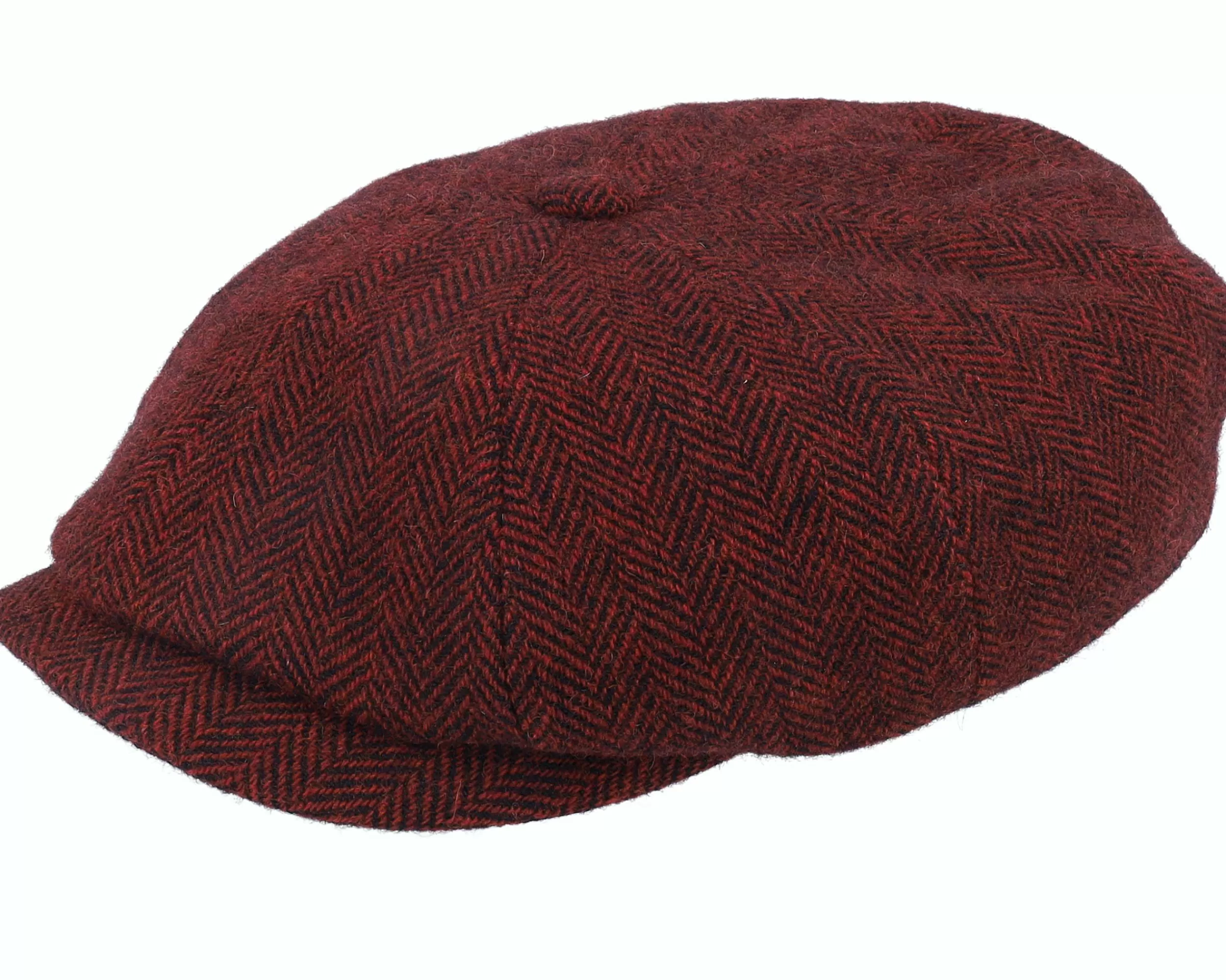 Stetson Hatteras Wool Herringbone Burgundy Flatcap - -Unisex Flat Caps