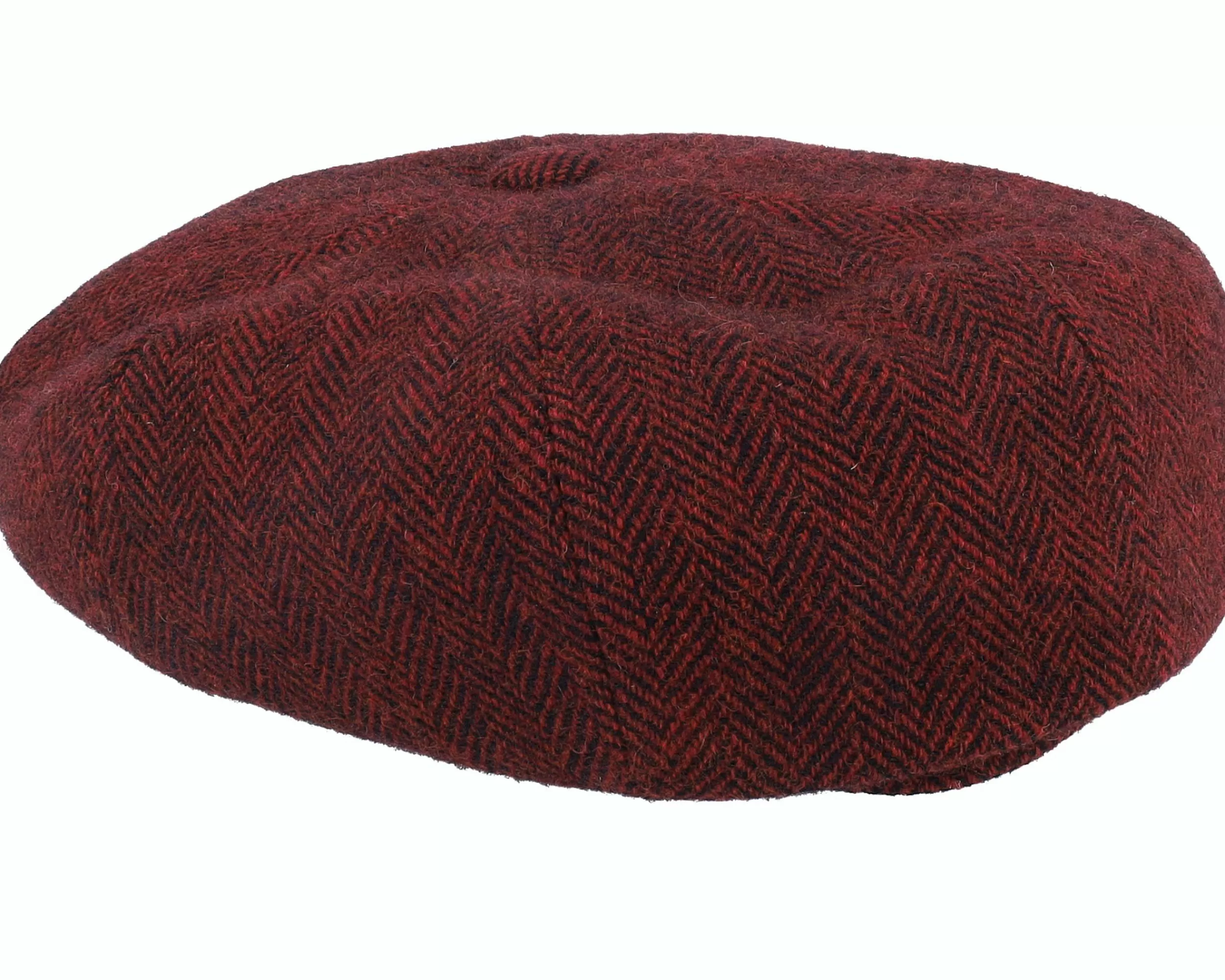 Stetson Hatteras Wool Herringbone Burgundy Flatcap - -Unisex Flat Caps