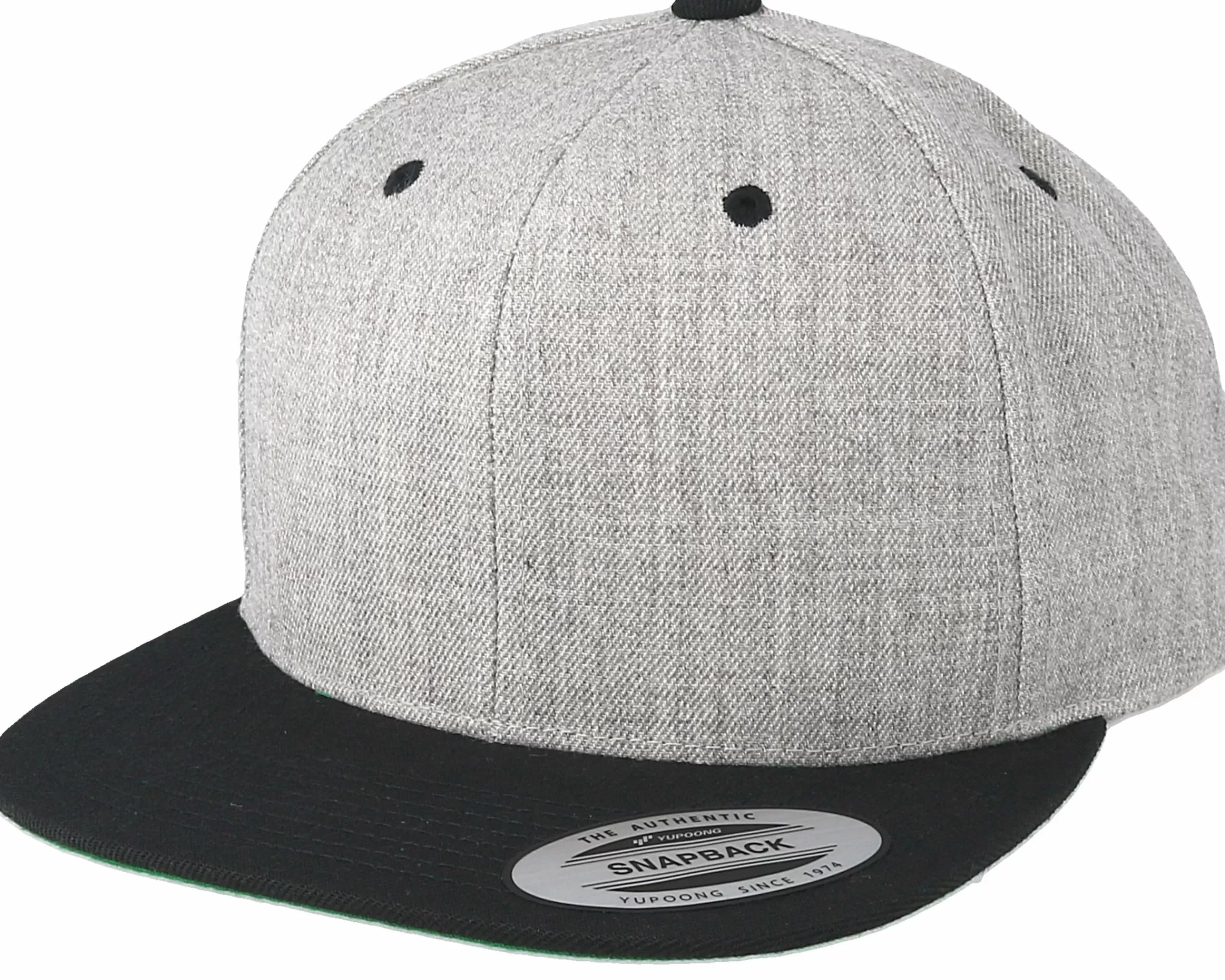 Yupoong Heather Grey/Black Snapback - -Unisex Snapback