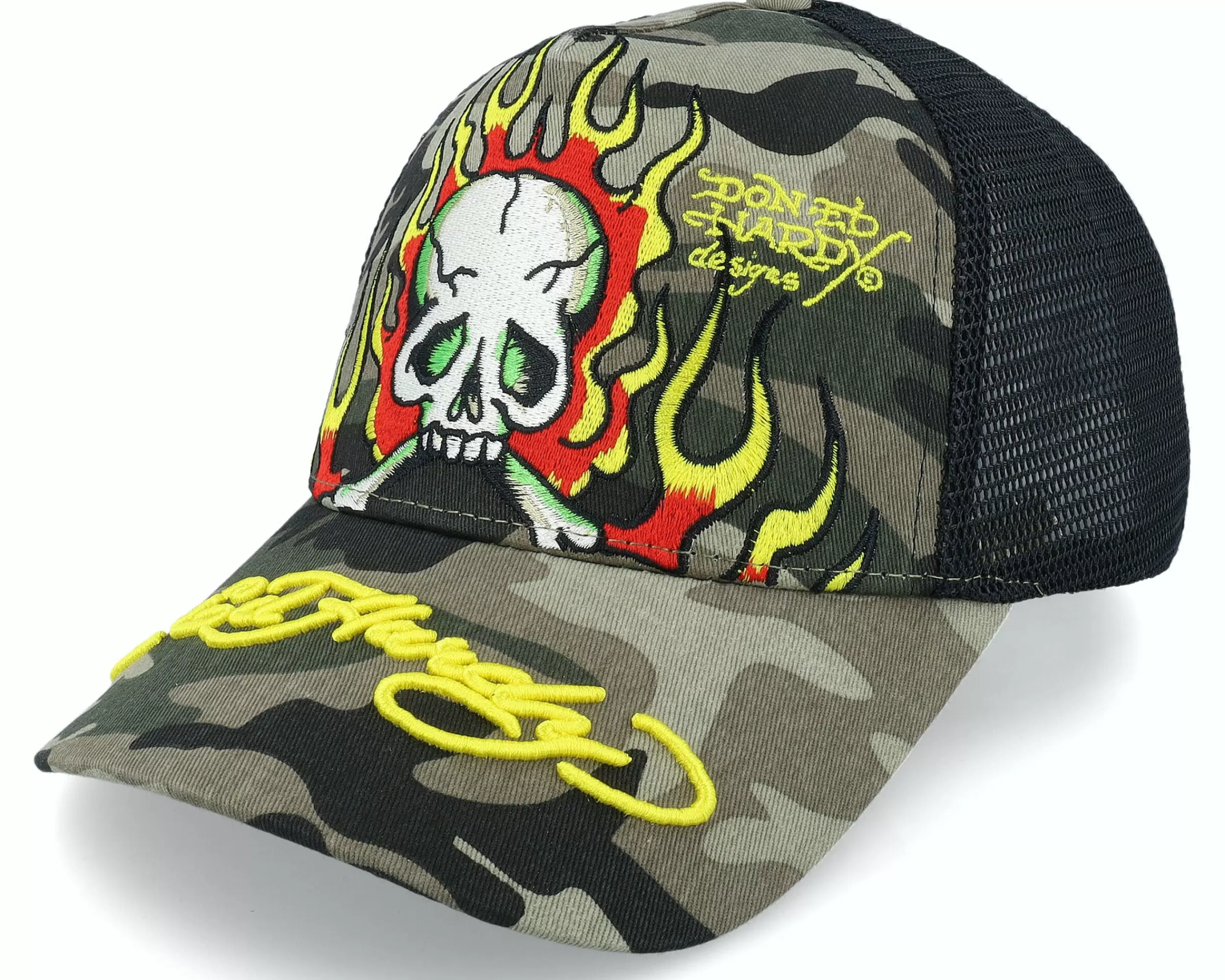 Ed Hardy Hell-Fire Camo/Black Trucker - -Unisex Trucker