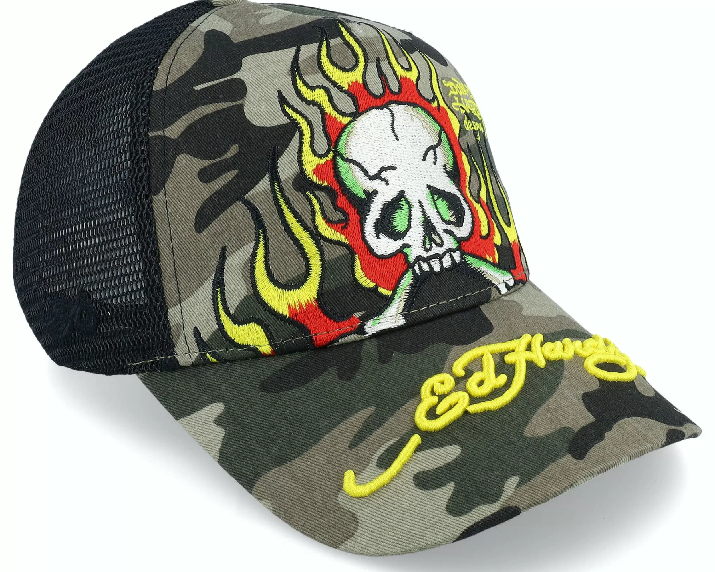 Ed Hardy Hell-Fire Camo/Black Trucker - -Unisex Trucker