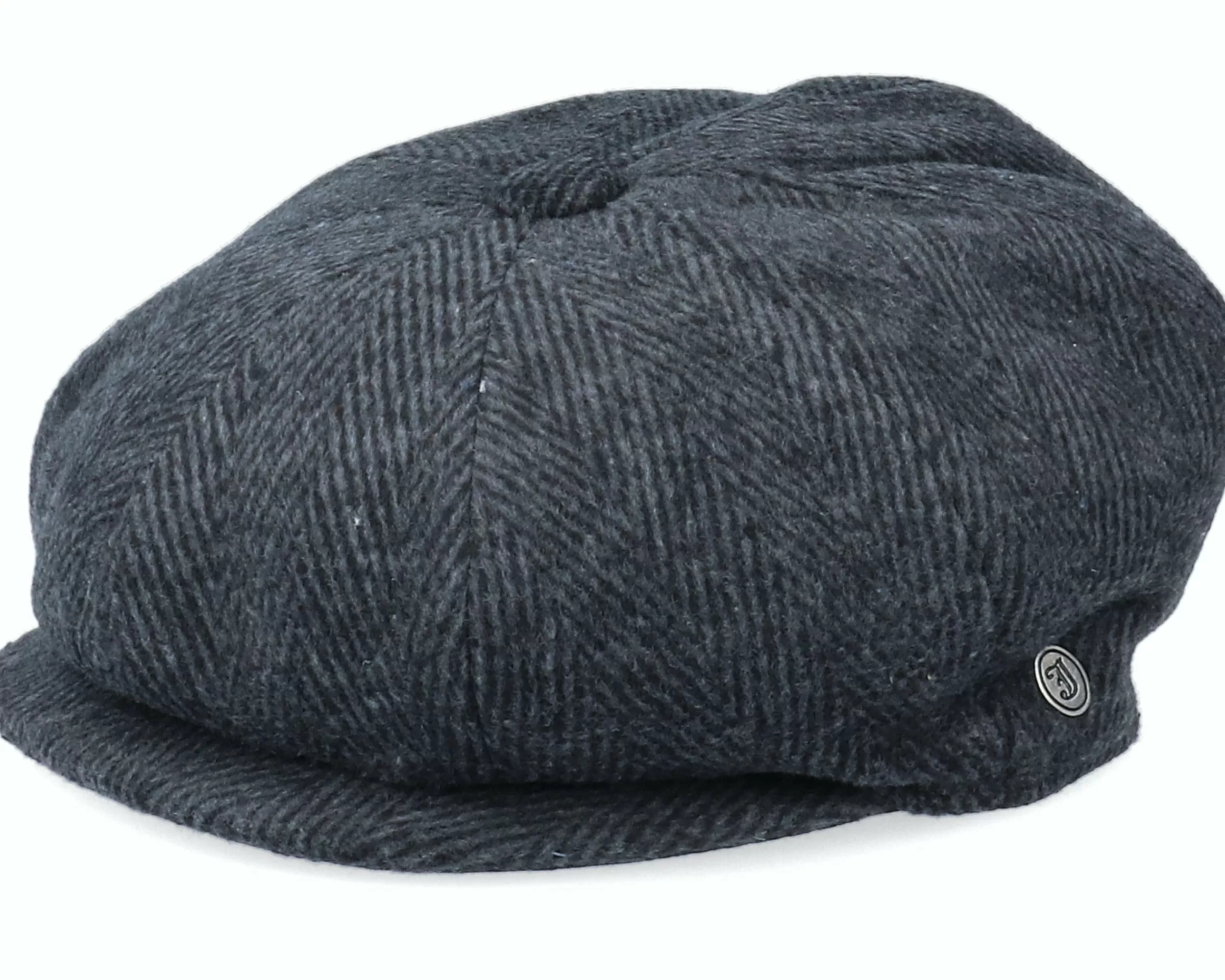 Jaxon & James Herringbone Newsboy Charcoal Flat Cap - -Unisex Flat Caps