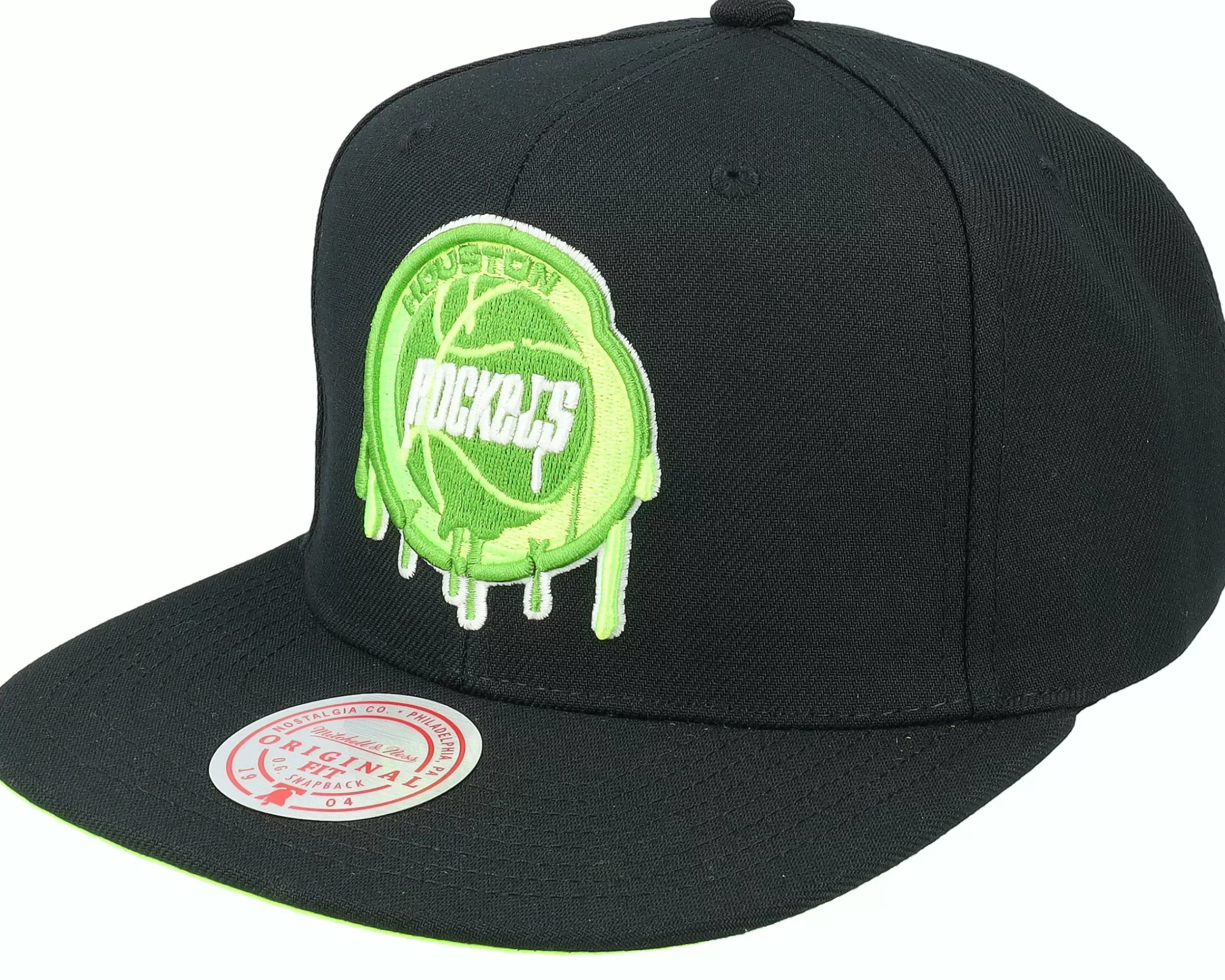 Mitchell & Ness Houston Rockets Slime Drip Black/Neon Green Snapback - -Unisex Snapback