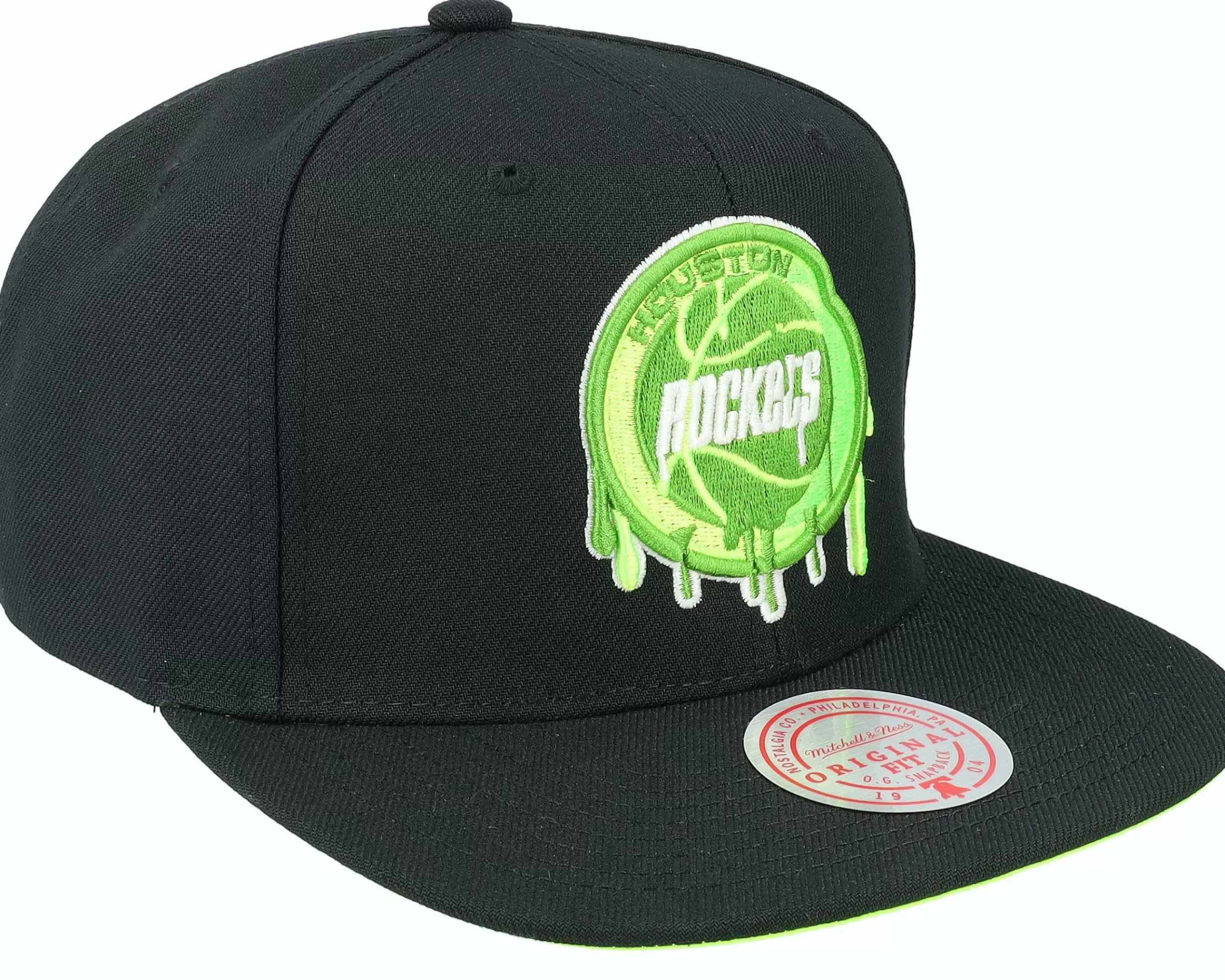 Mitchell & Ness Houston Rockets Slime Drip Black/Neon Green Snapback - -Unisex Snapback