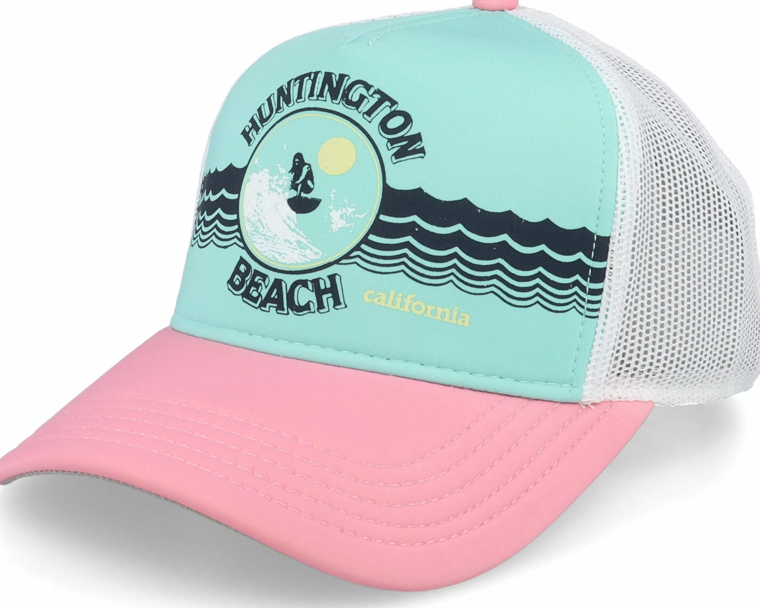 American Needle Huntington Beach Riptide Valin Seafoam/White/Pink Trucker - -Unisex Trucker