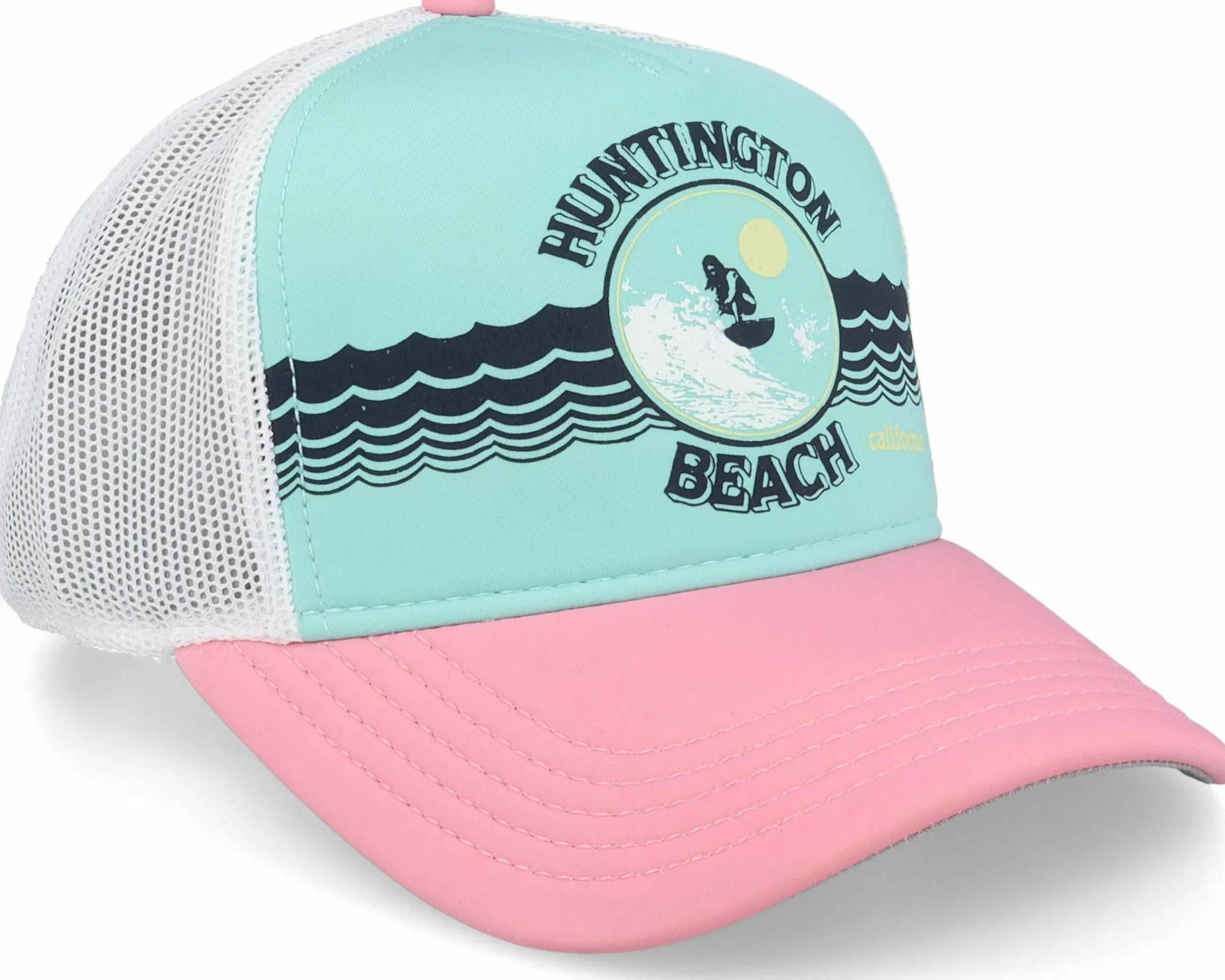 American Needle Huntington Beach Riptide Valin Seafoam/White/Pink Trucker - -Unisex Trucker