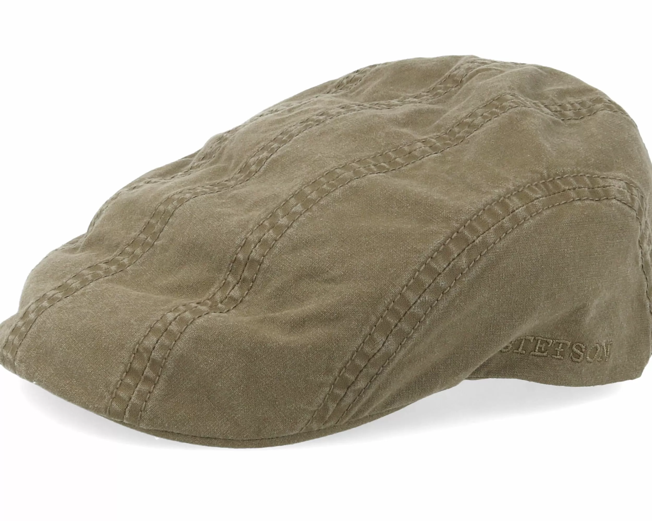 Stetson Ivy Delave Organic Cotton Olive Flat Cap - -Unisex Flat Caps