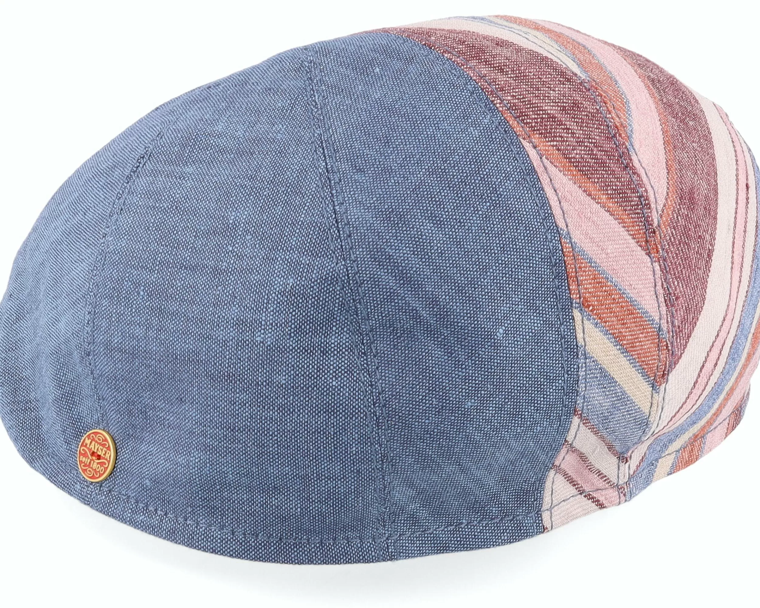 Mayser Jasper Linen Stripes Denim Flat Cap - -Unisex Flat Caps