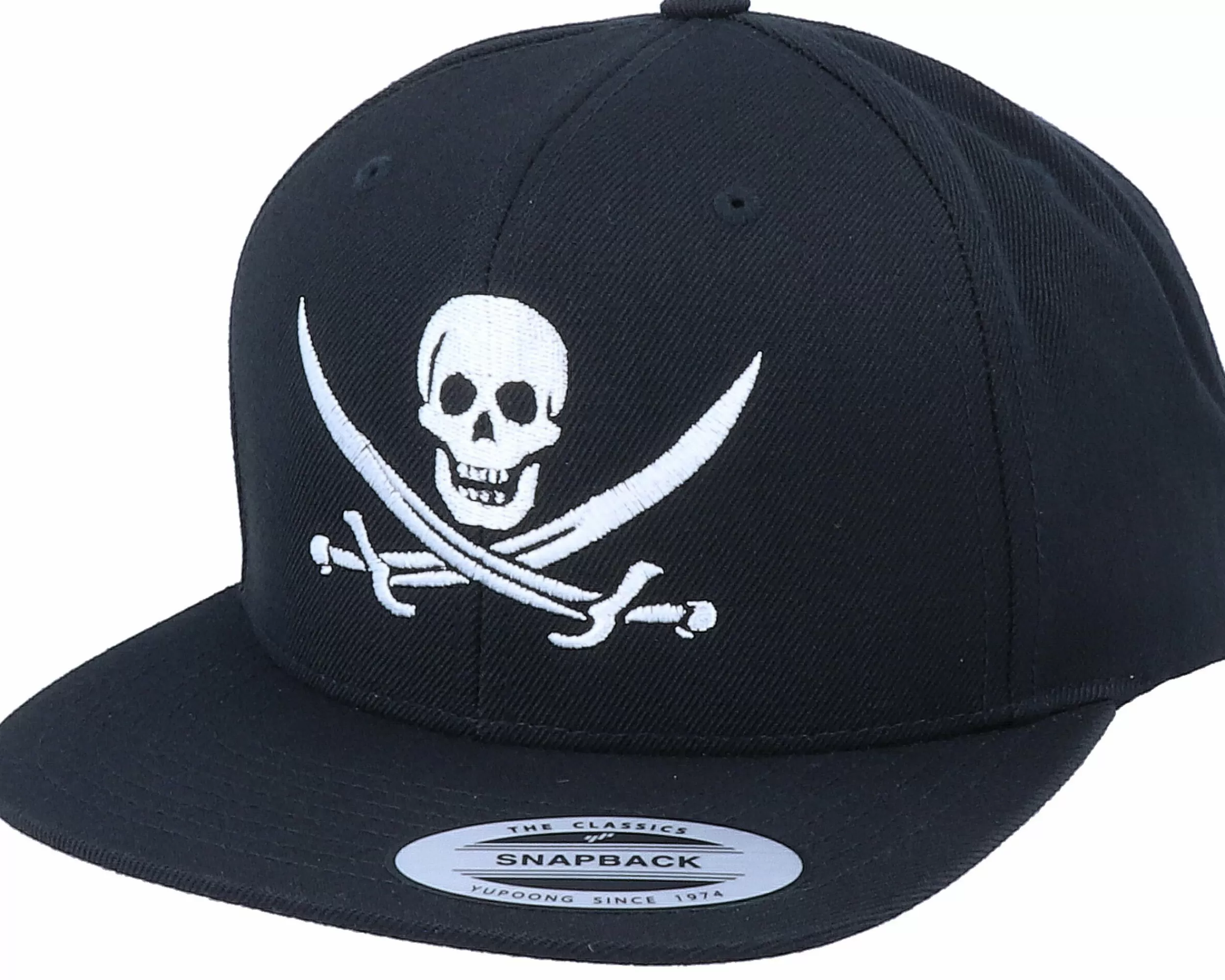 Iconic Jolly Roger Pirate Black Snapback - -Unisex Snapback