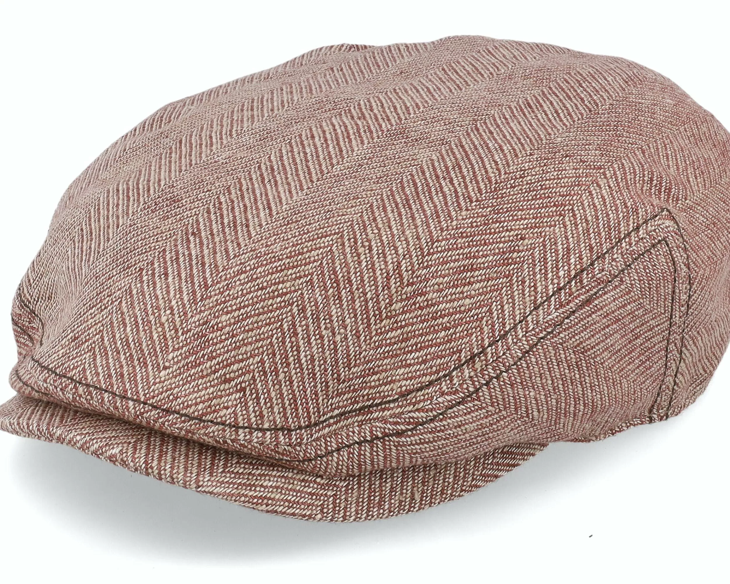 Lierys Kent Herringbone Linen Red Flat Cap - -Unisex Flat Caps