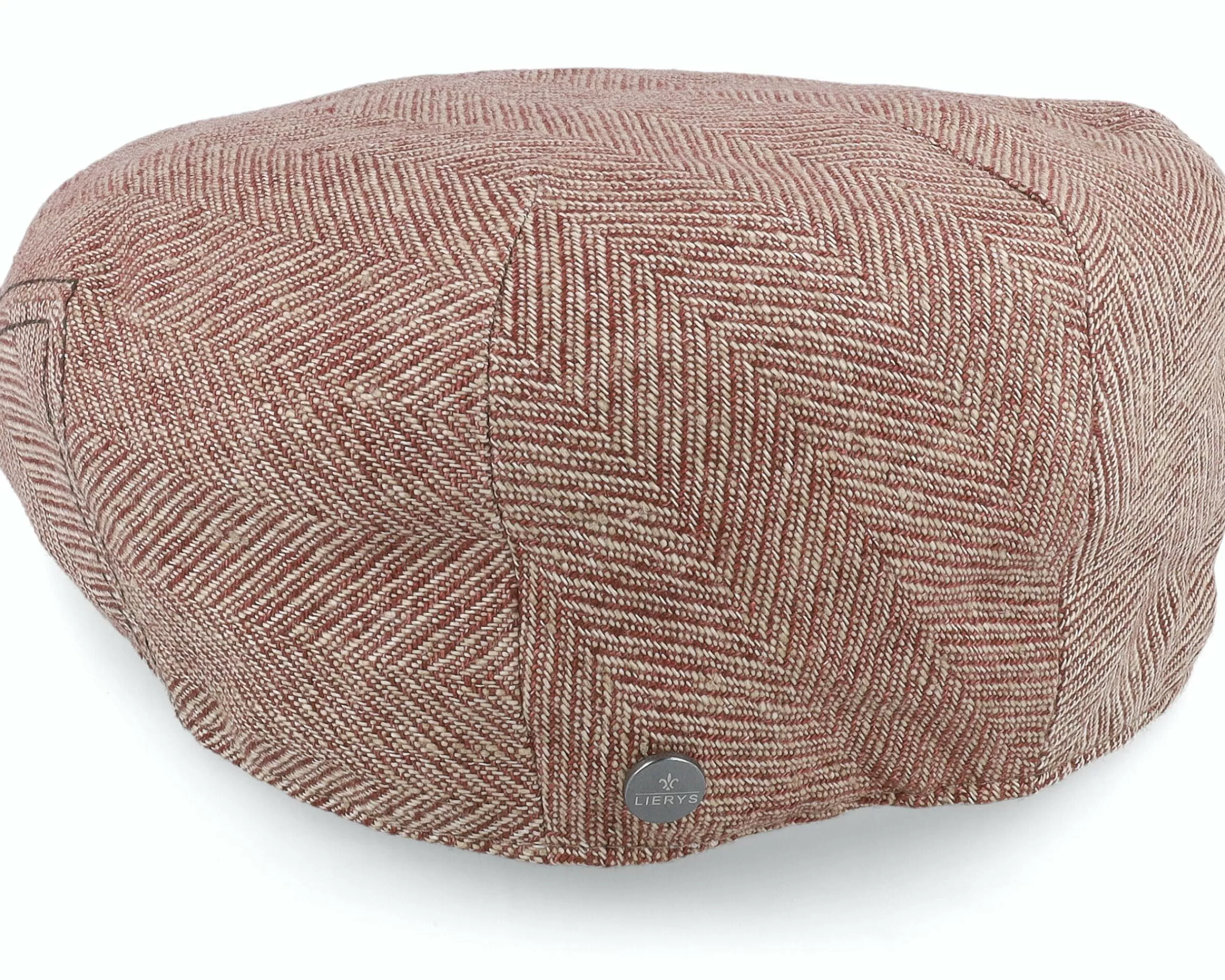 Lierys Kent Herringbone Linen Red Flat Cap - -Unisex Flat Caps