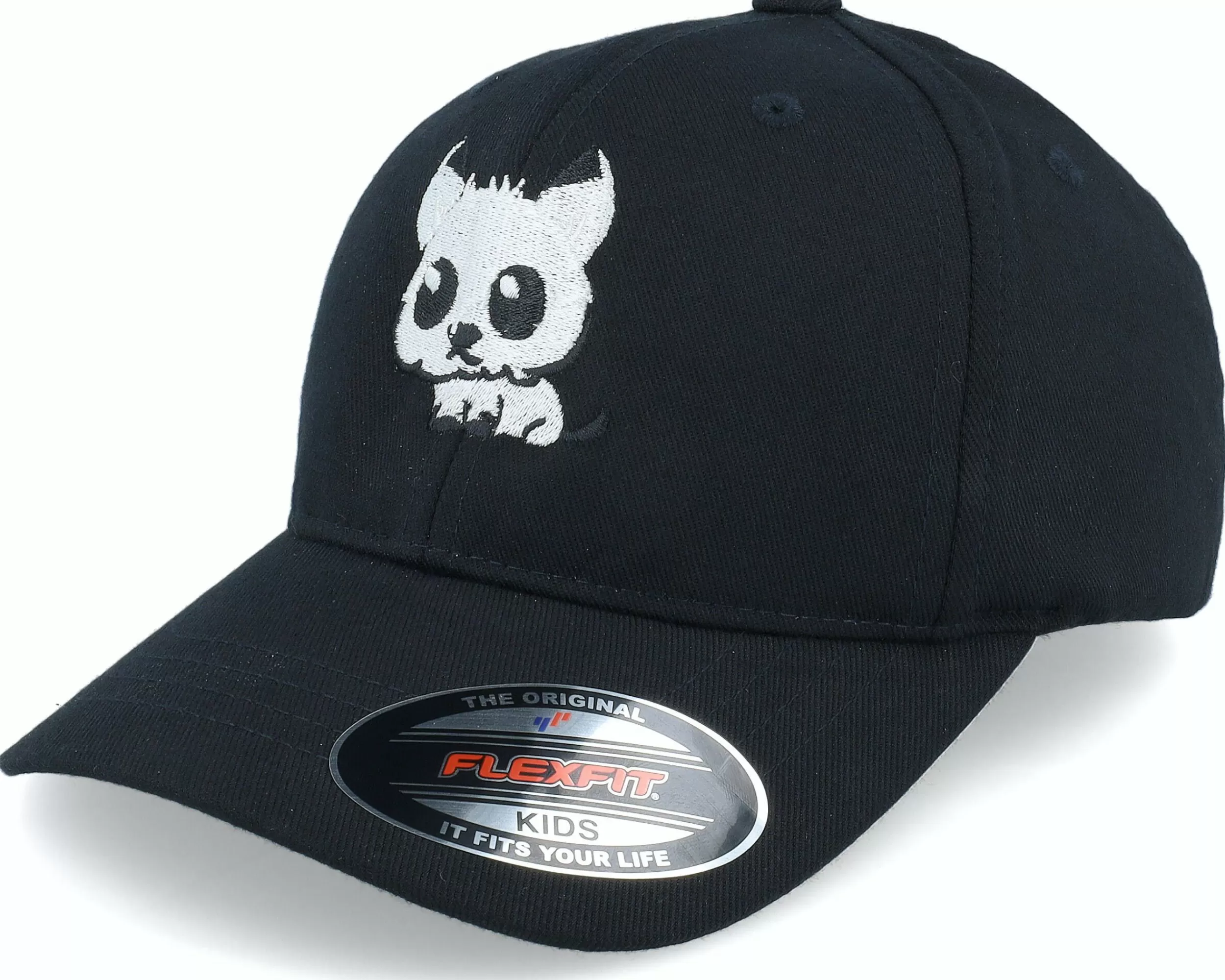 Kiddo Cap Kids Cute Cat Black Flexfit - -Unisex Flexfit