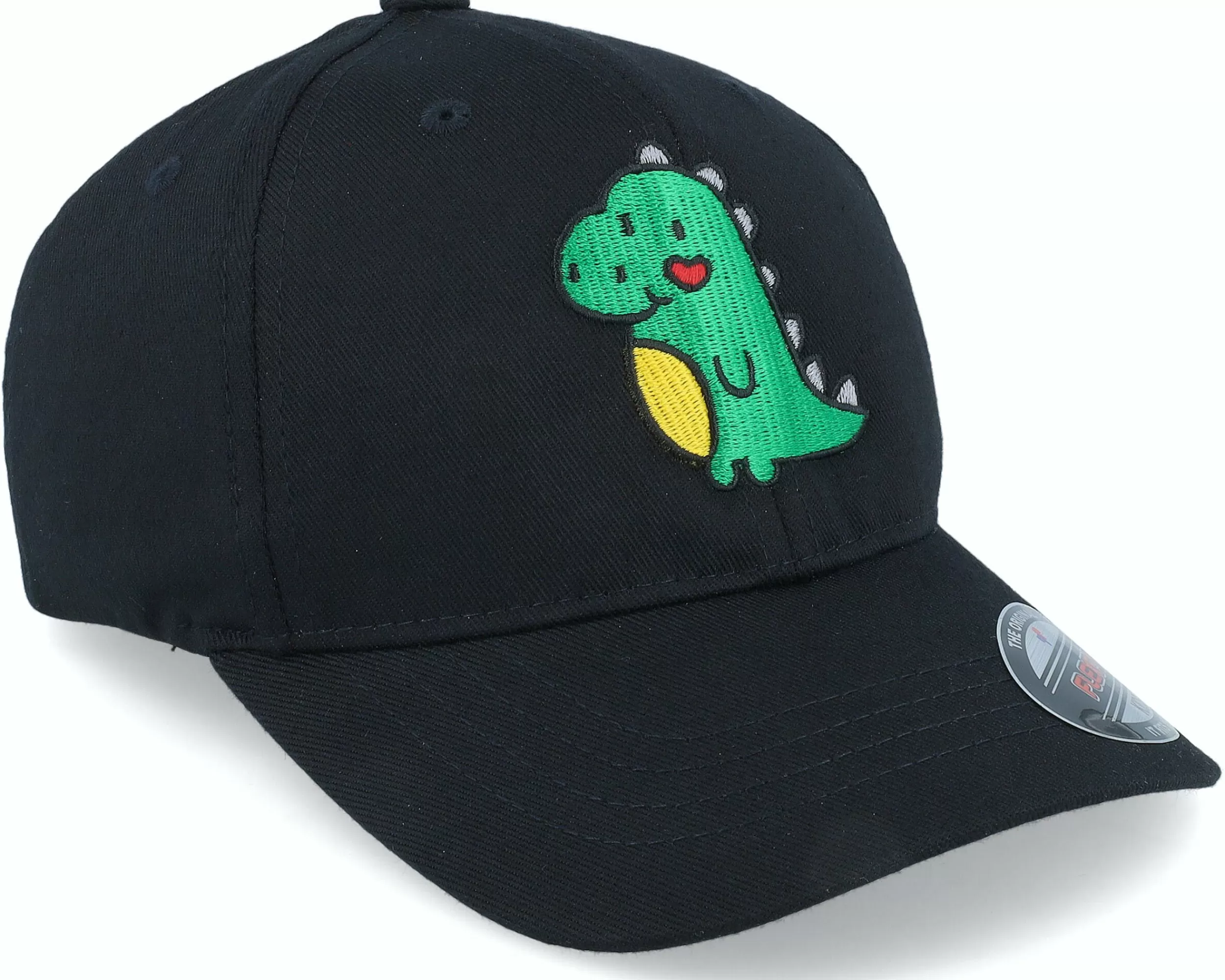 Kiddo Cap Kids Cute Green Dinosaur Black Flexfit - -Unisex Flexfit