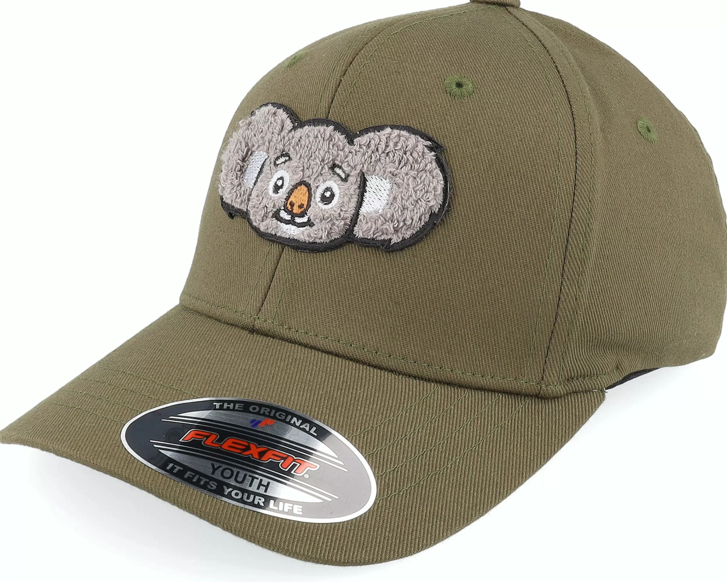 Kiddo Cap Kids Cute Koala Chenille Olive Flexfit - -Unisex Flexfit