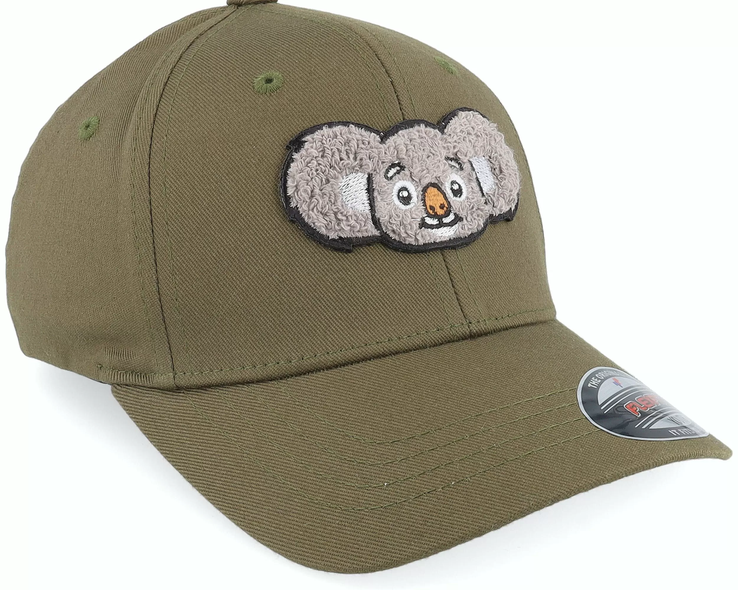 Kiddo Cap Kids Cute Koala Chenille Olive Flexfit - -Unisex Flexfit