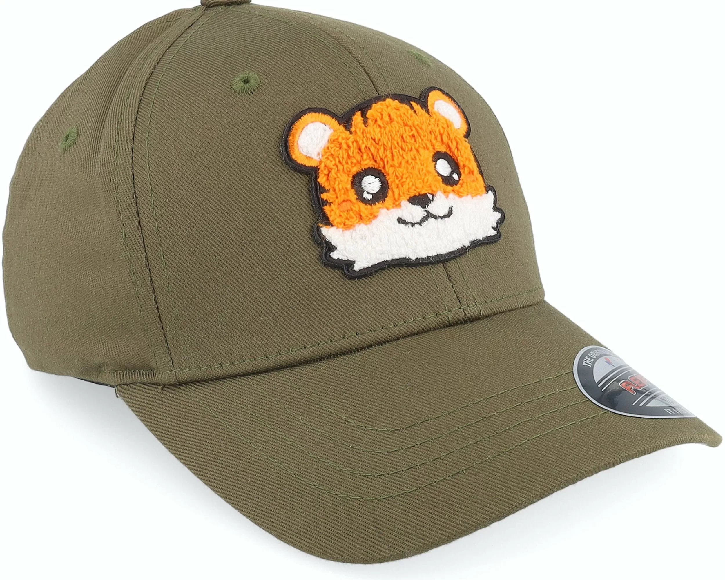 Kiddo Cap Kids Cute Tiger Chenille Olive Flexfit - -Unisex Flexfit