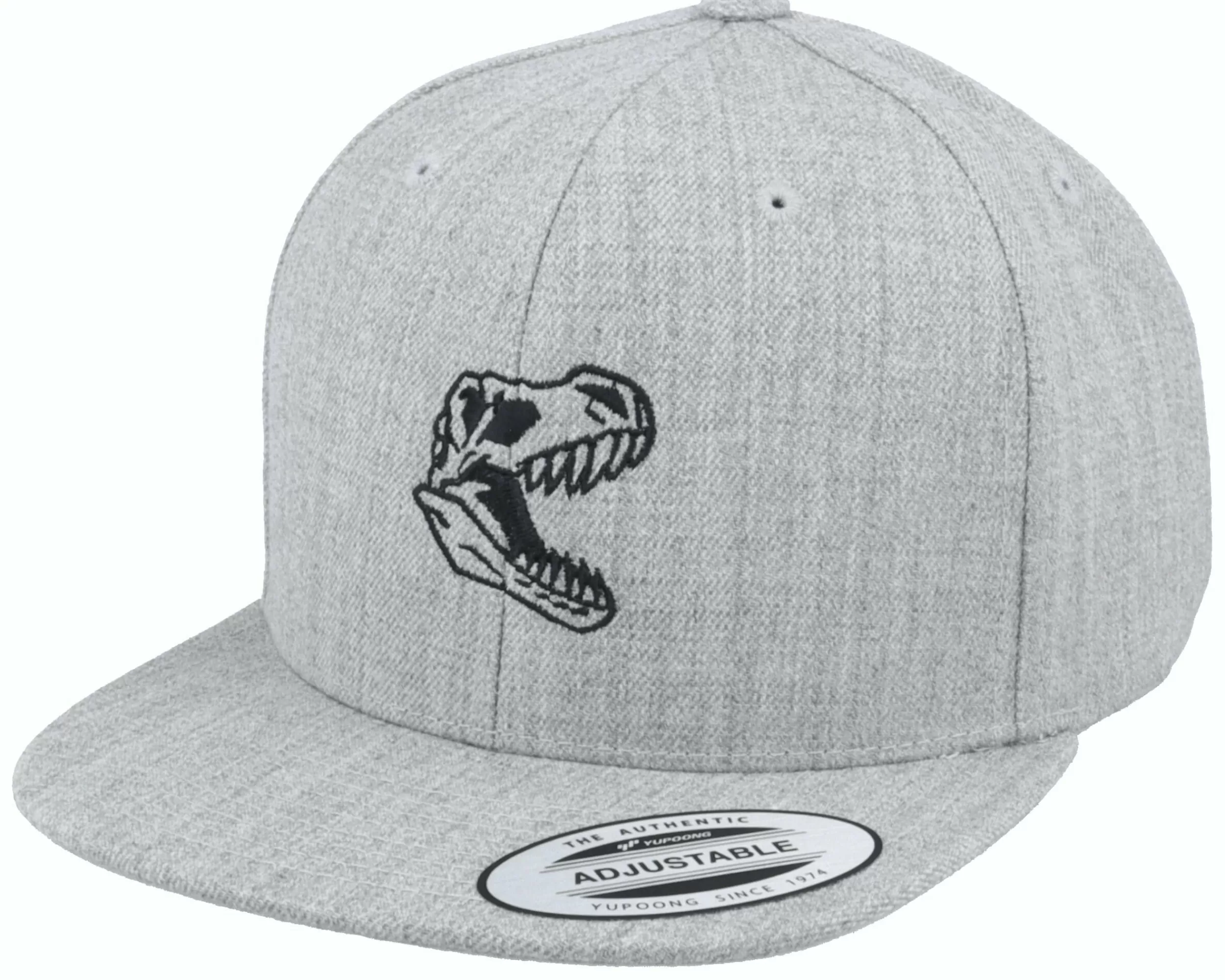 Kiddo Cap Kids Dino Skull T-Rex Heather Grey Snapback - -Unisex Snapback