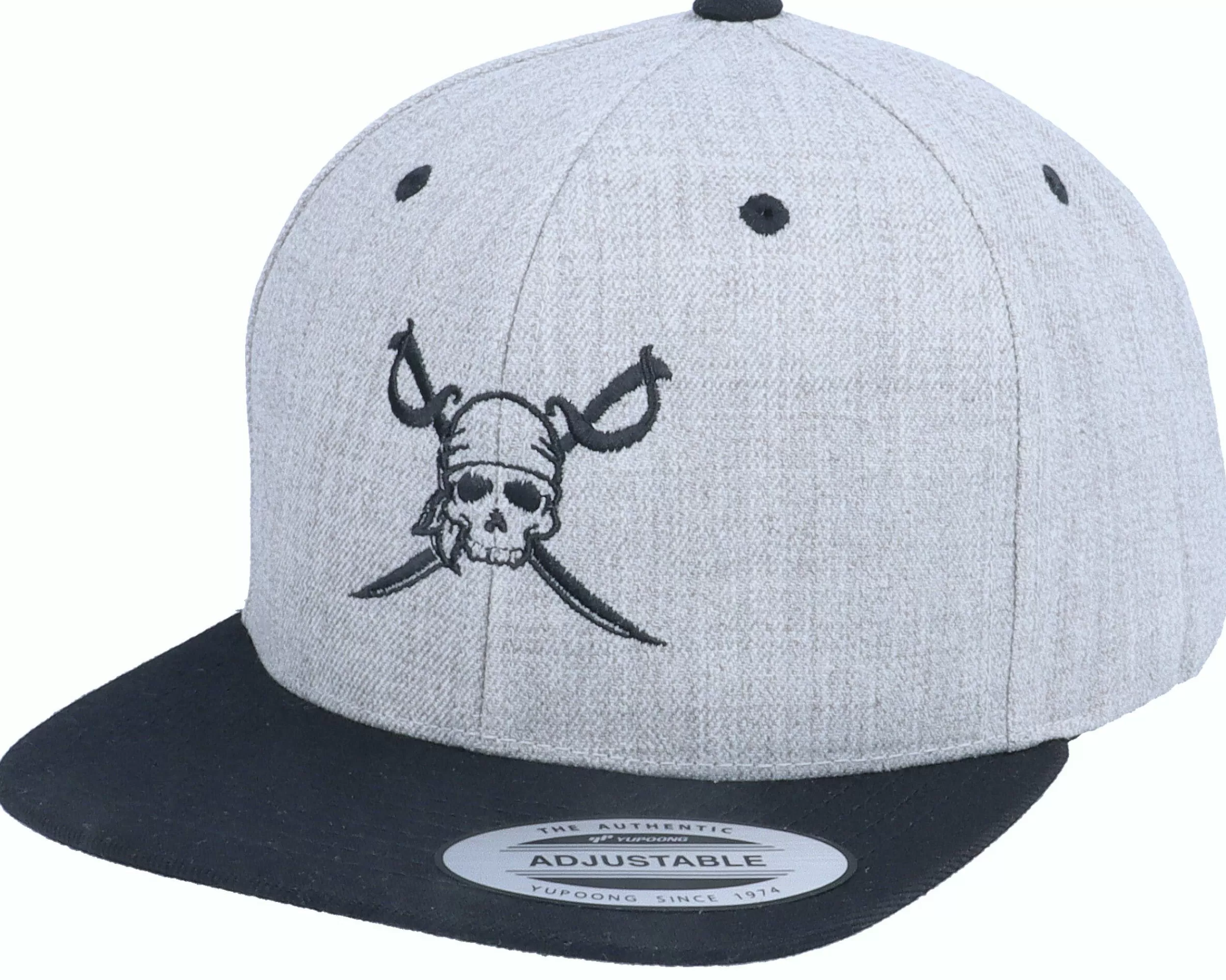 Kiddo Cap Kids Pirate Logo Heather Grey/Black Snapback - -Unisex Snapback