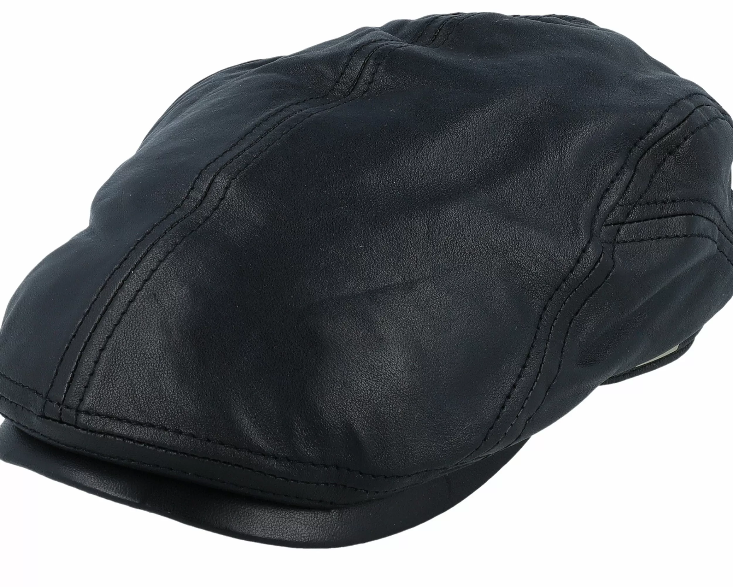 Seeberger Leather Ivy Cap Black Flat Cap - -Unisex Flat Caps