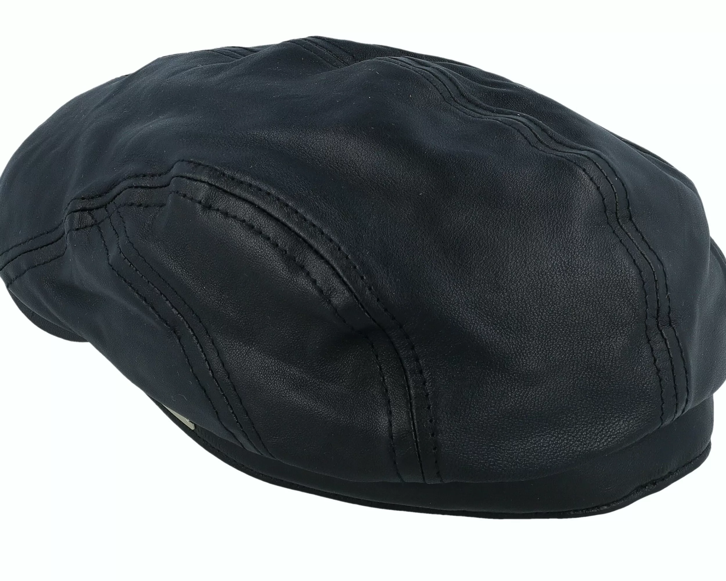 Seeberger Leather Ivy Cap Black Flat Cap - -Unisex Flat Caps