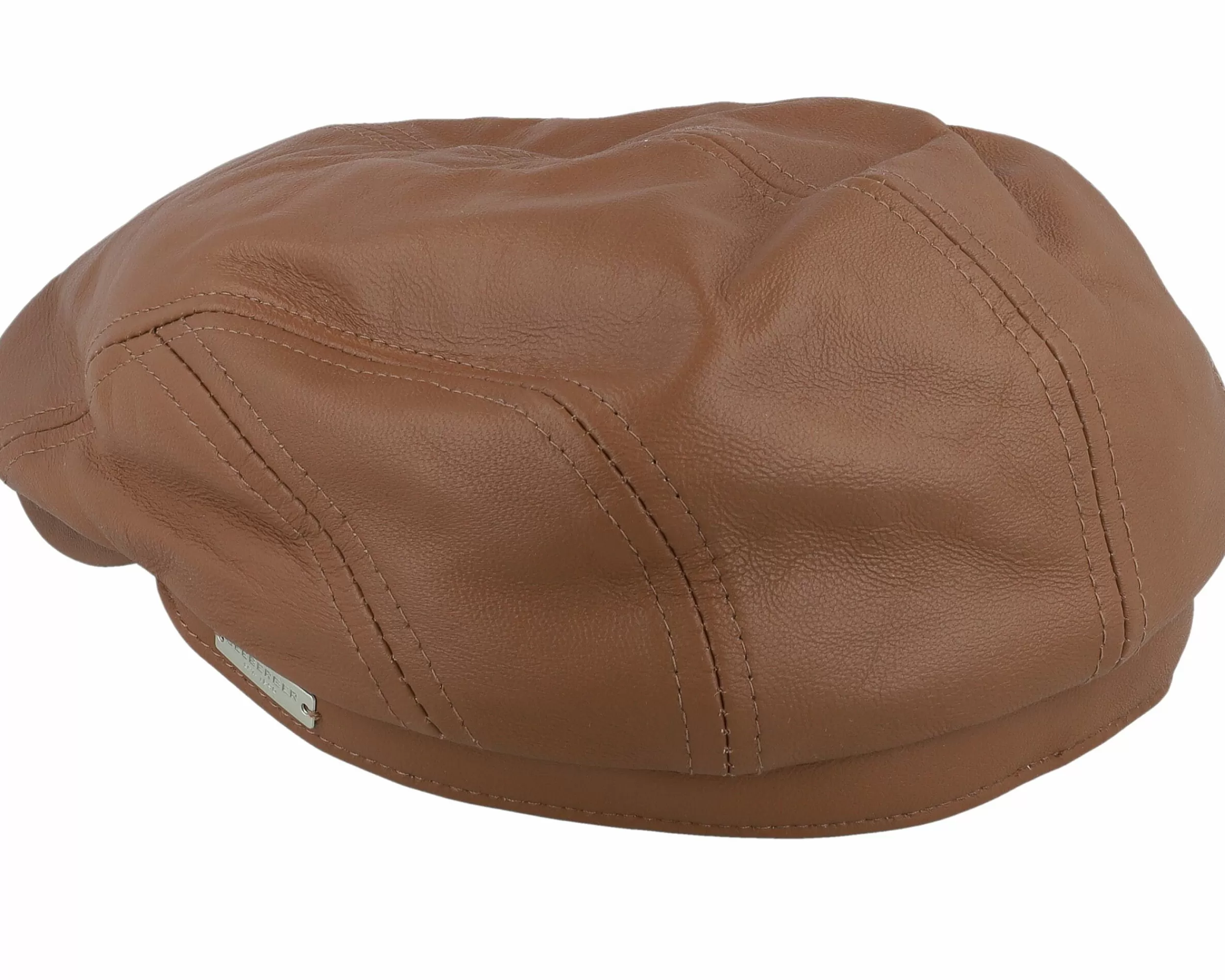 Seeberger Leather Ivy Cap Brown Flat Cap - -Unisex Flat Caps