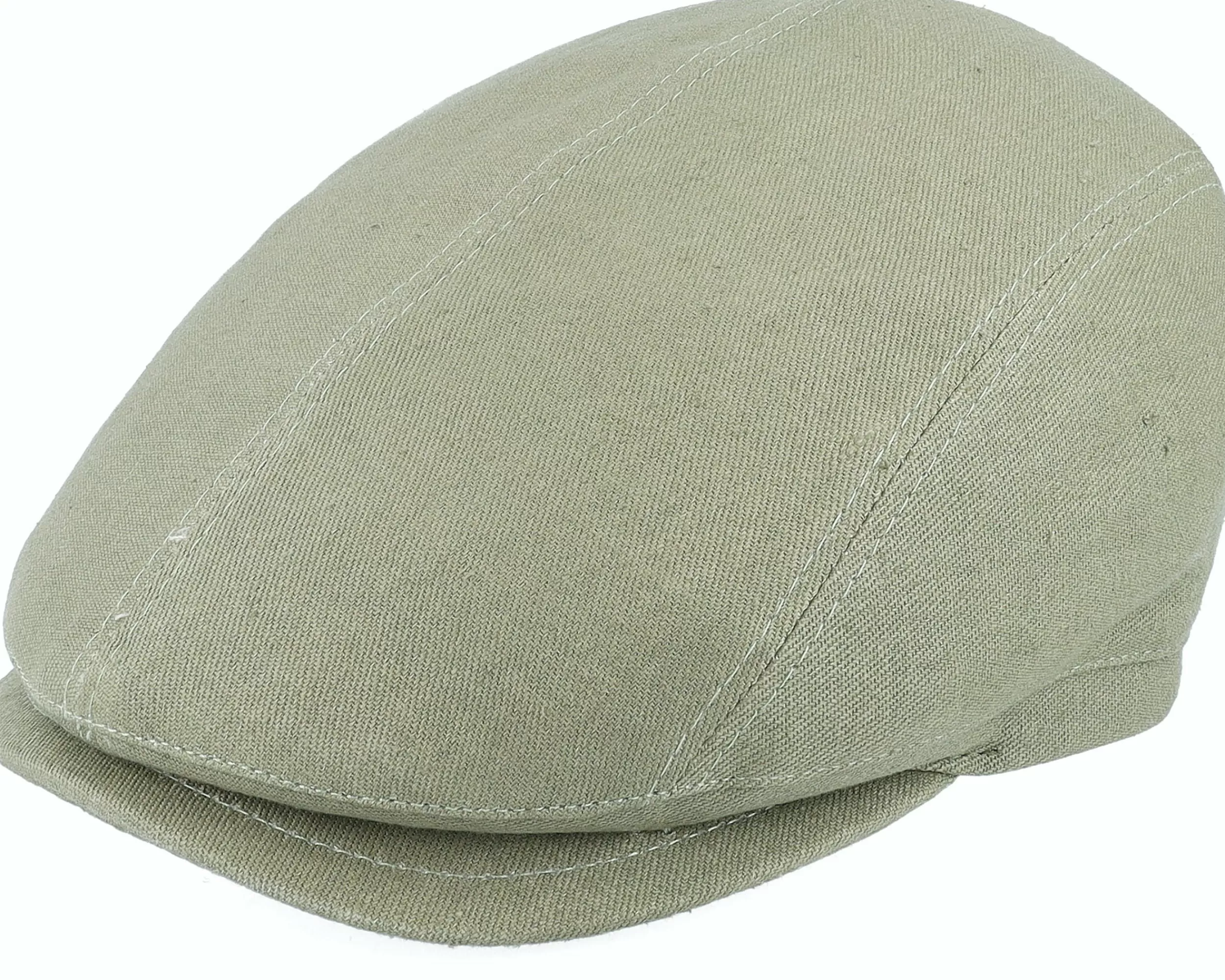 Borsalino Lined Cap With Stitched Visor Olive Flat Cap - -Unisex Flat Caps