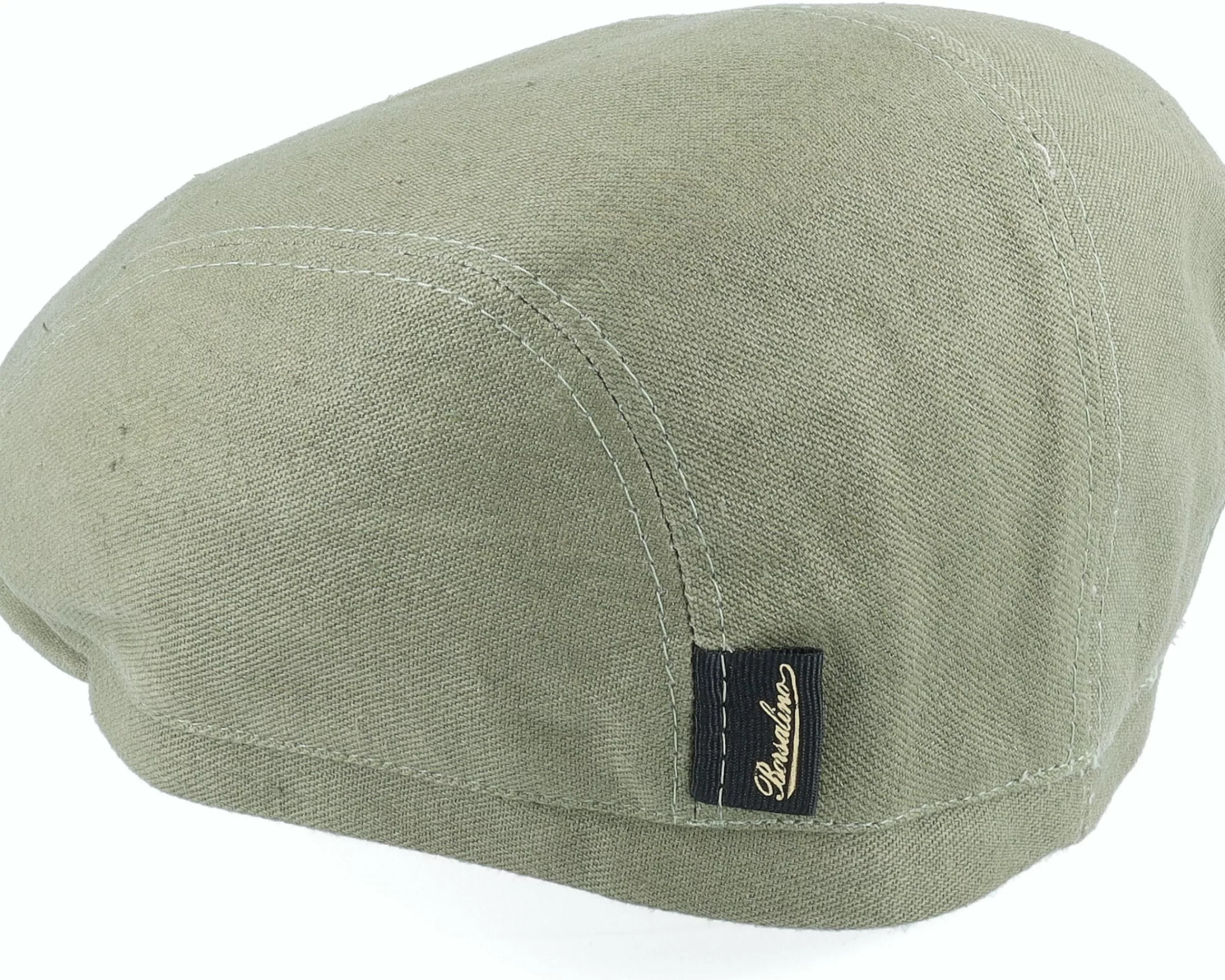 Borsalino Lined Cap With Stitched Visor Olive Flat Cap - -Unisex Flat Caps