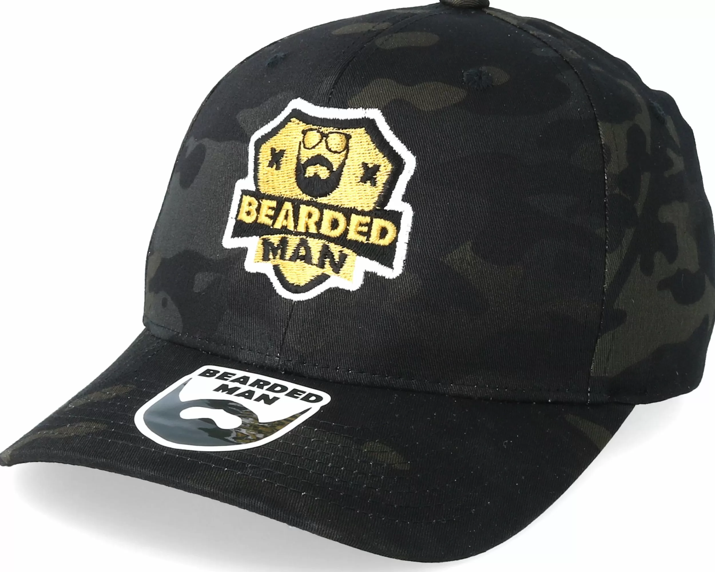 Bearded Man Logo Badge Dark Camo Flexfit - -Unisex Flexfit