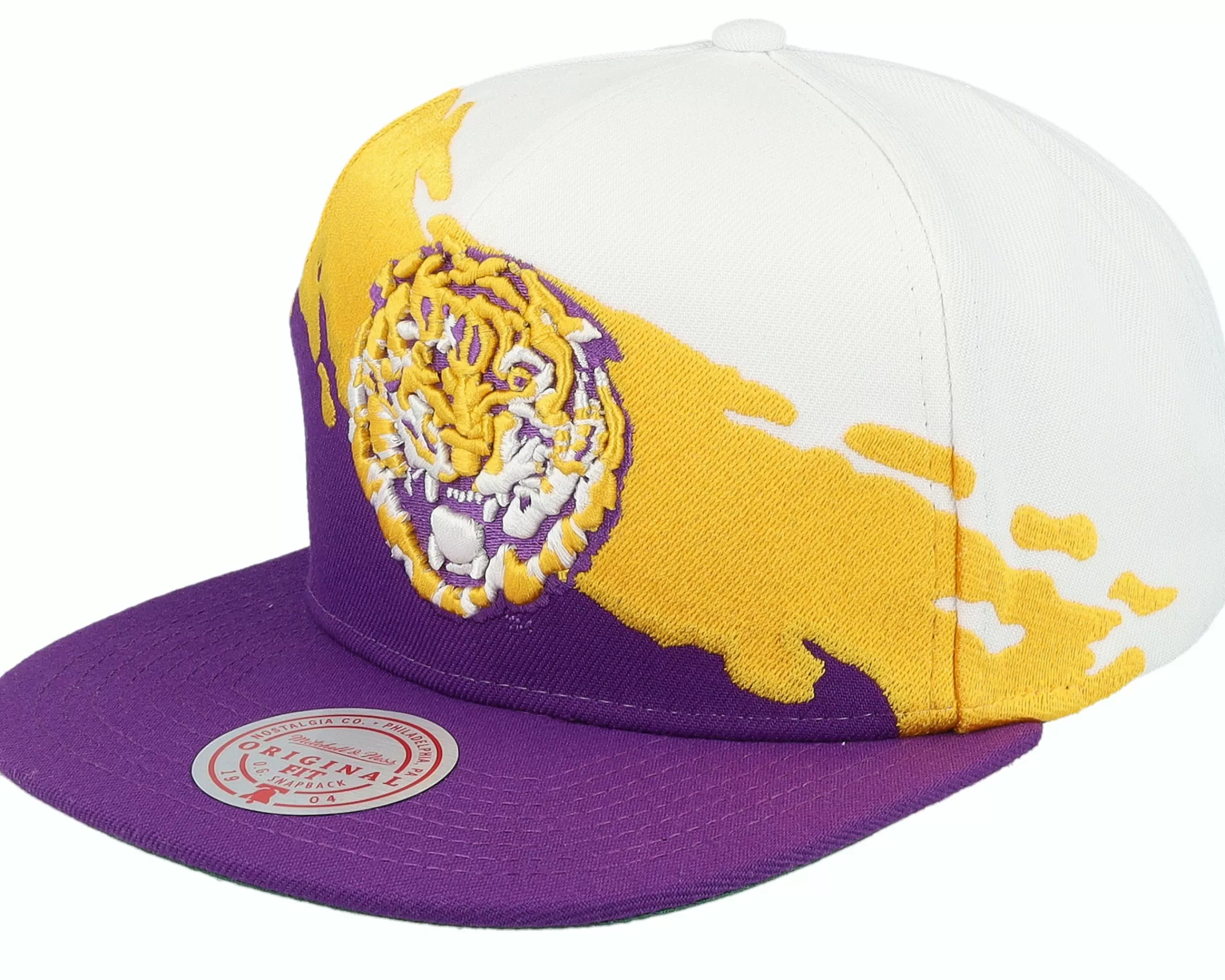 Mitchell & Ness Louisiana State Tigers Paintbrush White/Purple Snapback - -Unisex Snapback