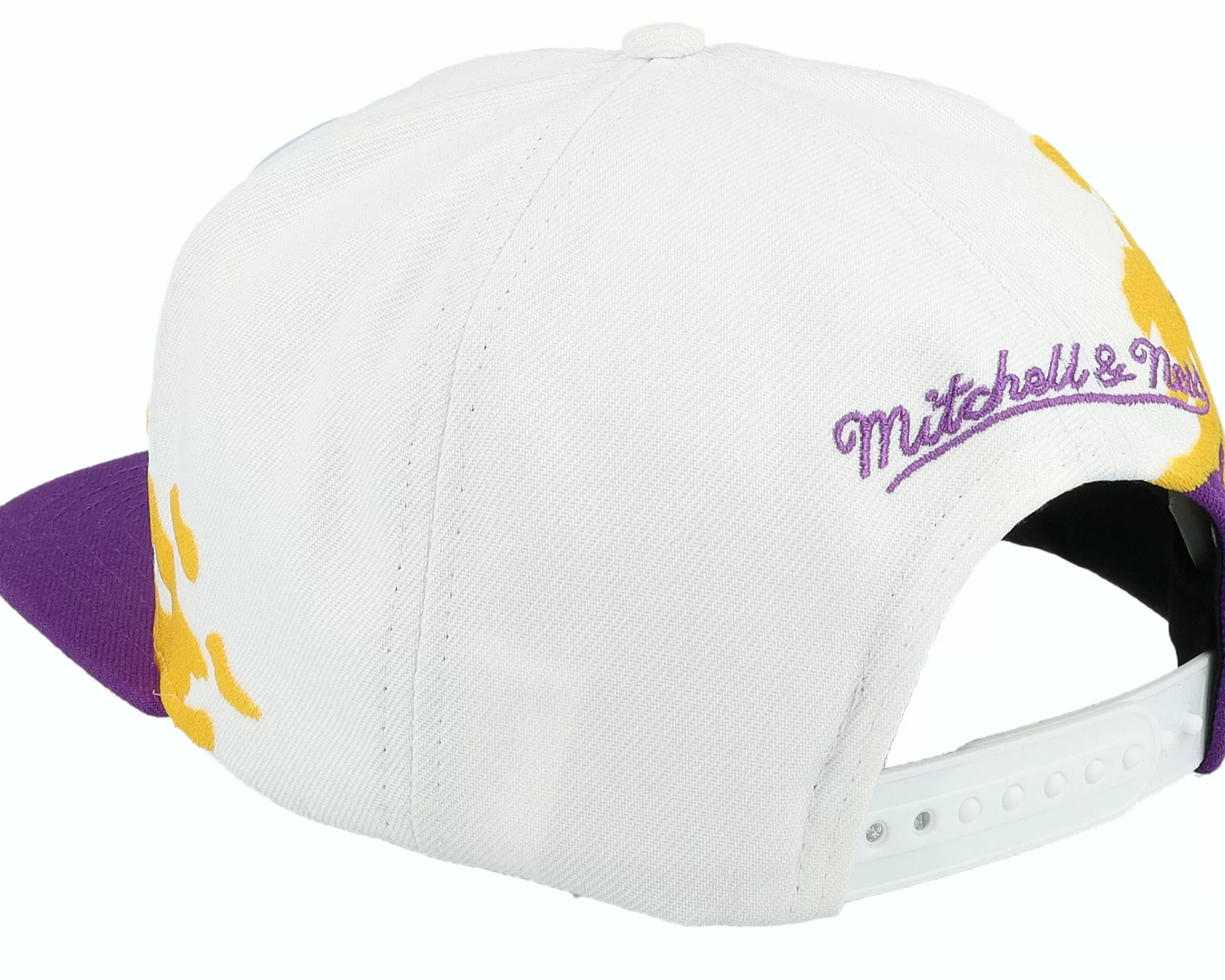 Mitchell & Ness Louisiana State Tigers Paintbrush White/Purple Snapback - -Unisex Snapback