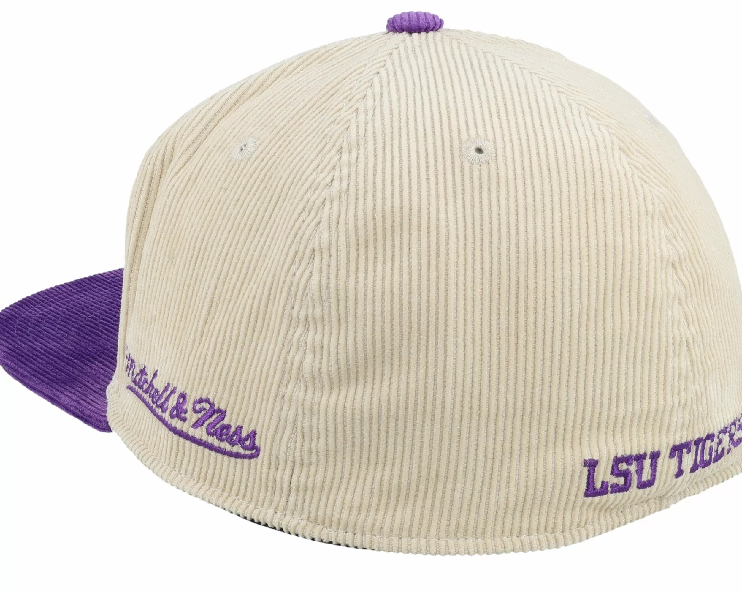 Mitchell & Ness Louisiana State Tigers Team Cord Off White/Purple Fitted - -Unisex Fitted