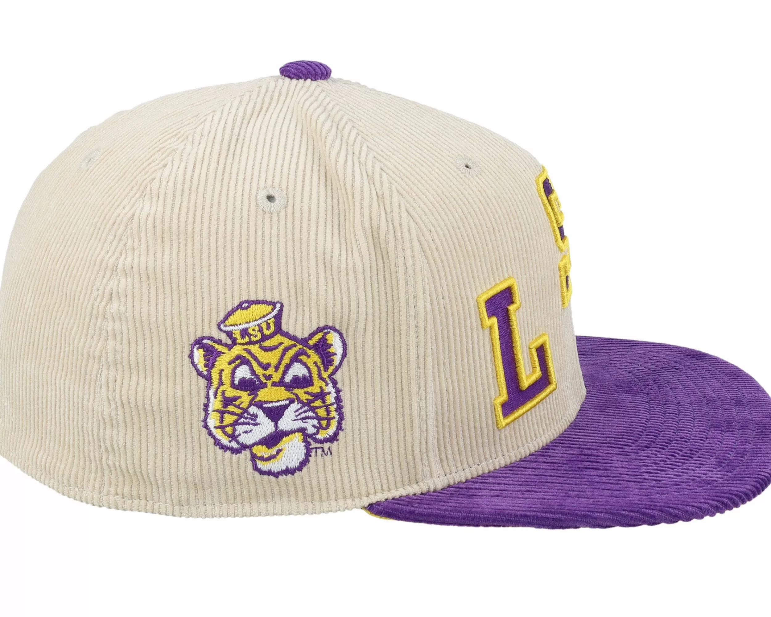 Mitchell & Ness Louisiana State Tigers Team Cord Off White/Purple Fitted - -Unisex Fitted