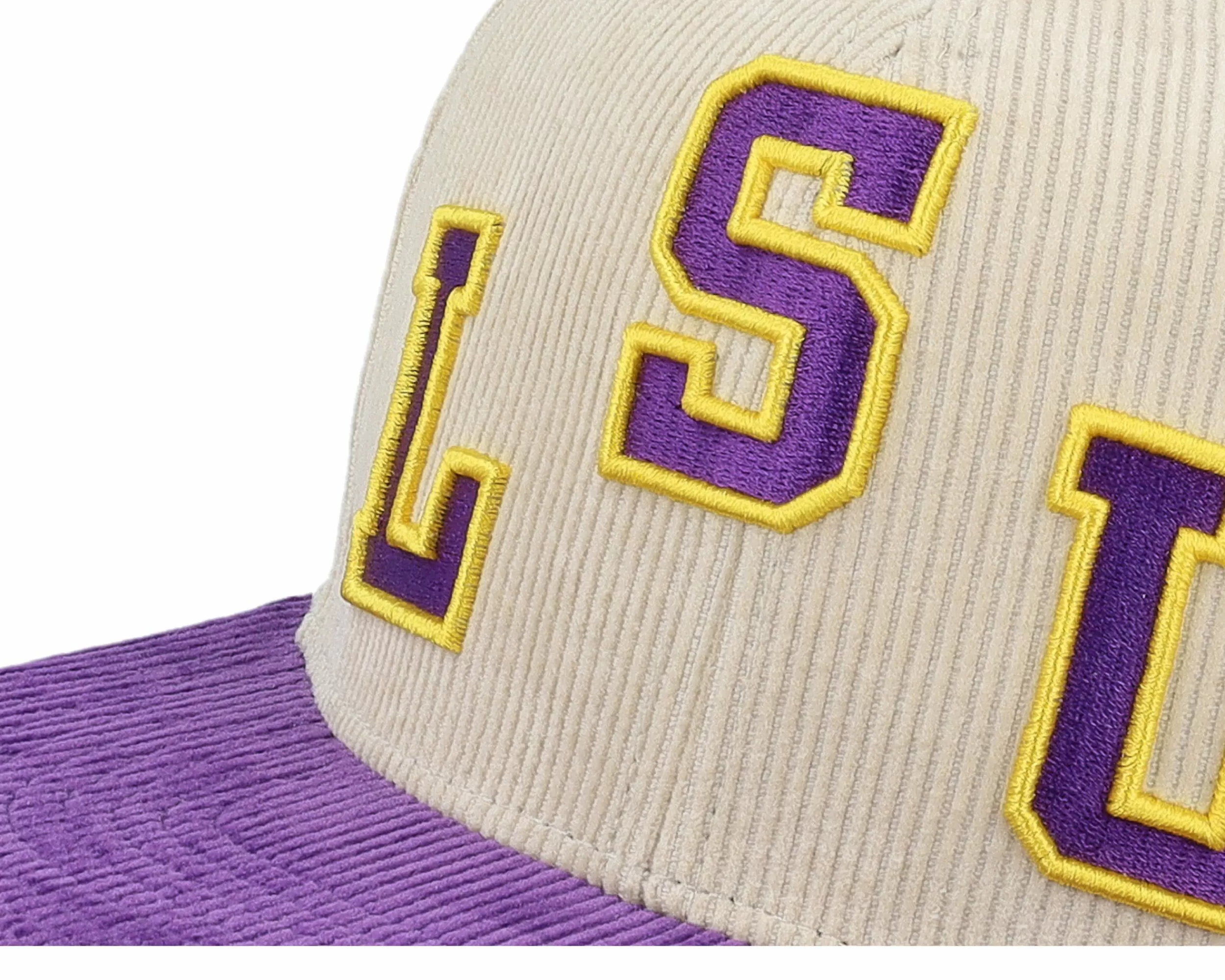 Mitchell & Ness Louisiana State Tigers Team Cord Off White/Purple Fitted - -Unisex Fitted
