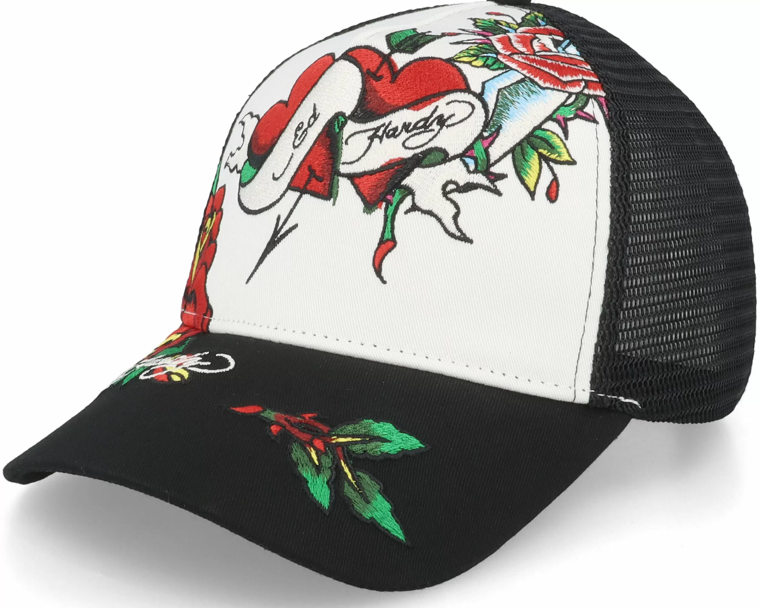 Ed Hardy Love Ed Twill Front Mesh White/Black Trucker - -Unisex Trucker