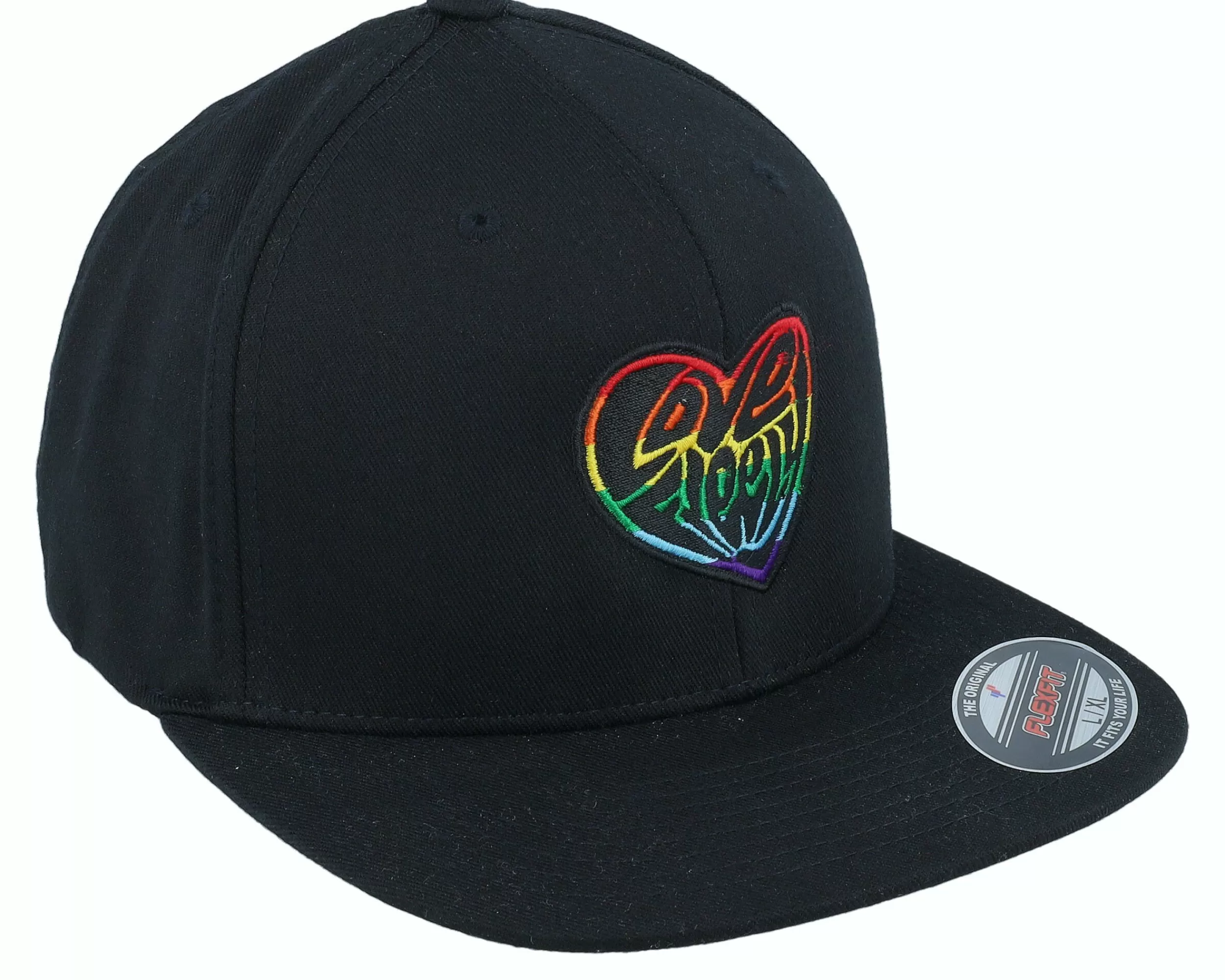 Fair Love Freely Rainbow Logo Black Flat Brim Fitted - -Unisex Fitted