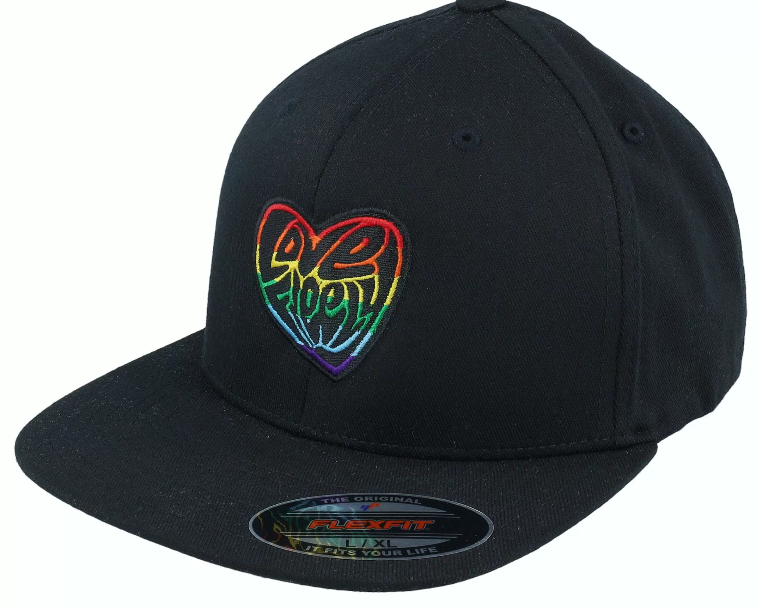 Fair Love Freely Rainbow Logo Black Flat Brim Fitted - -Unisex Fitted