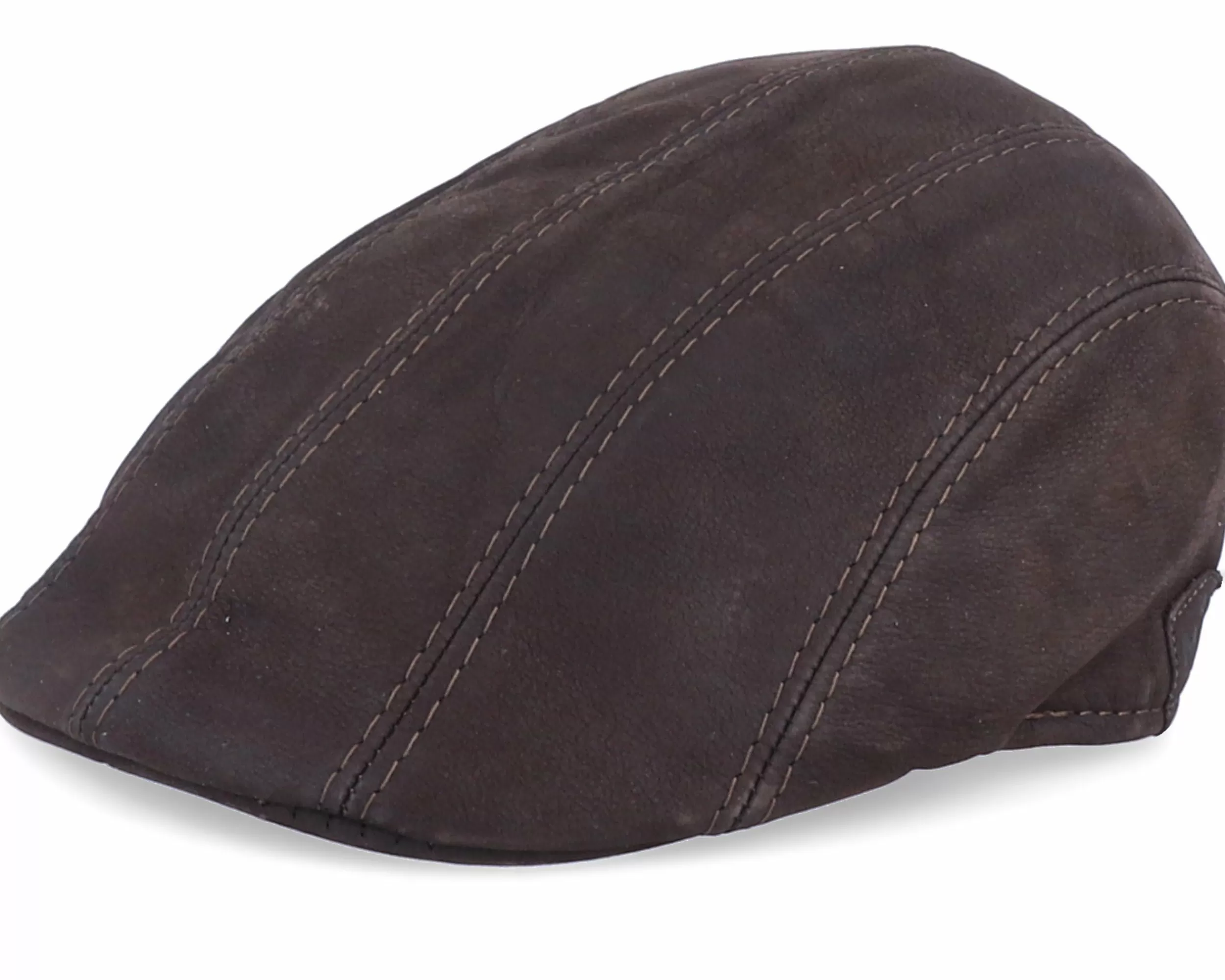 MJM Hats Maddy Nappa Wax Brown Flat Cap - -Unisex Flat Caps