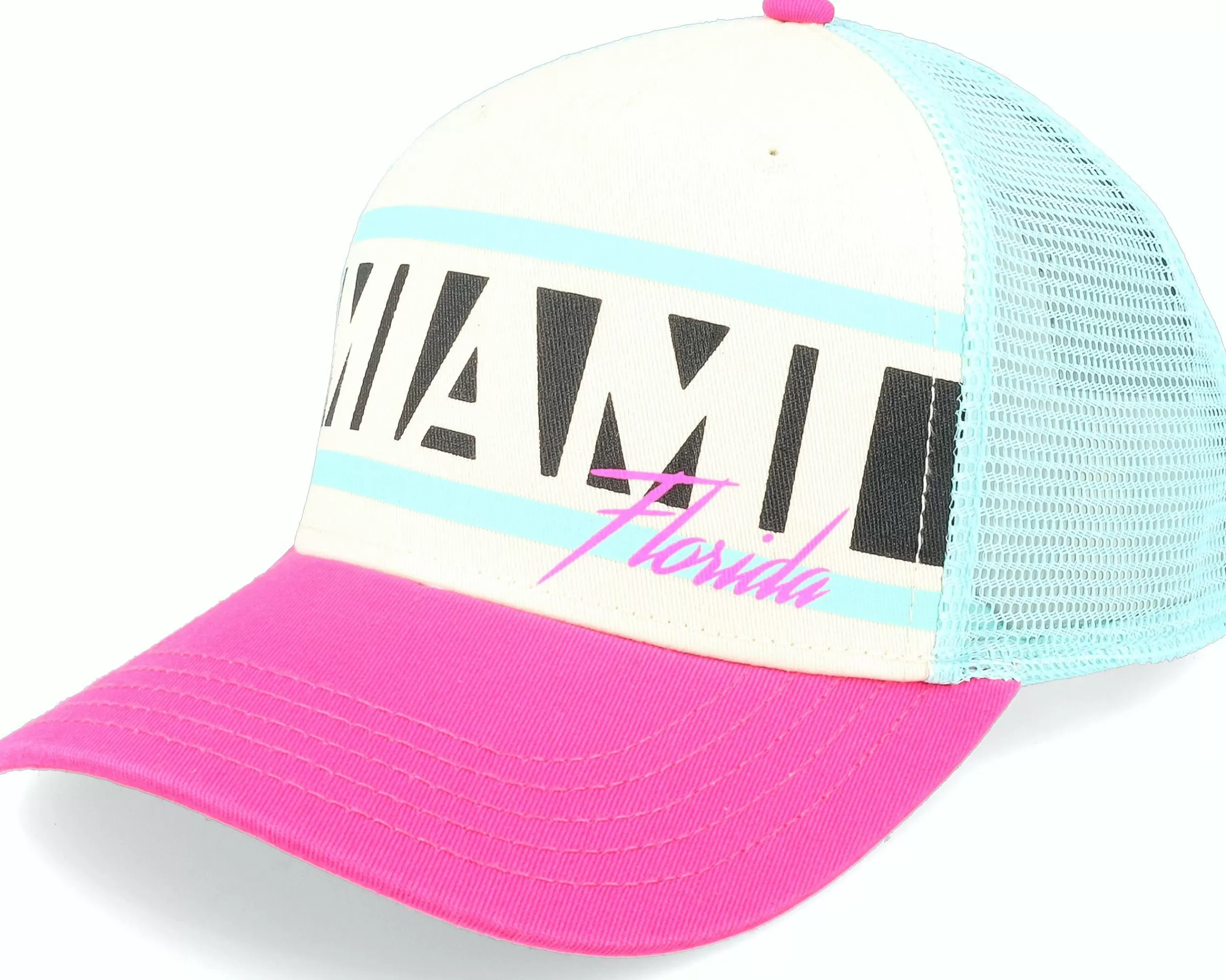 American Needle Miami Sinclair Ivory/Seafoam/Hot Pink Trucker - -Unisex Trucker