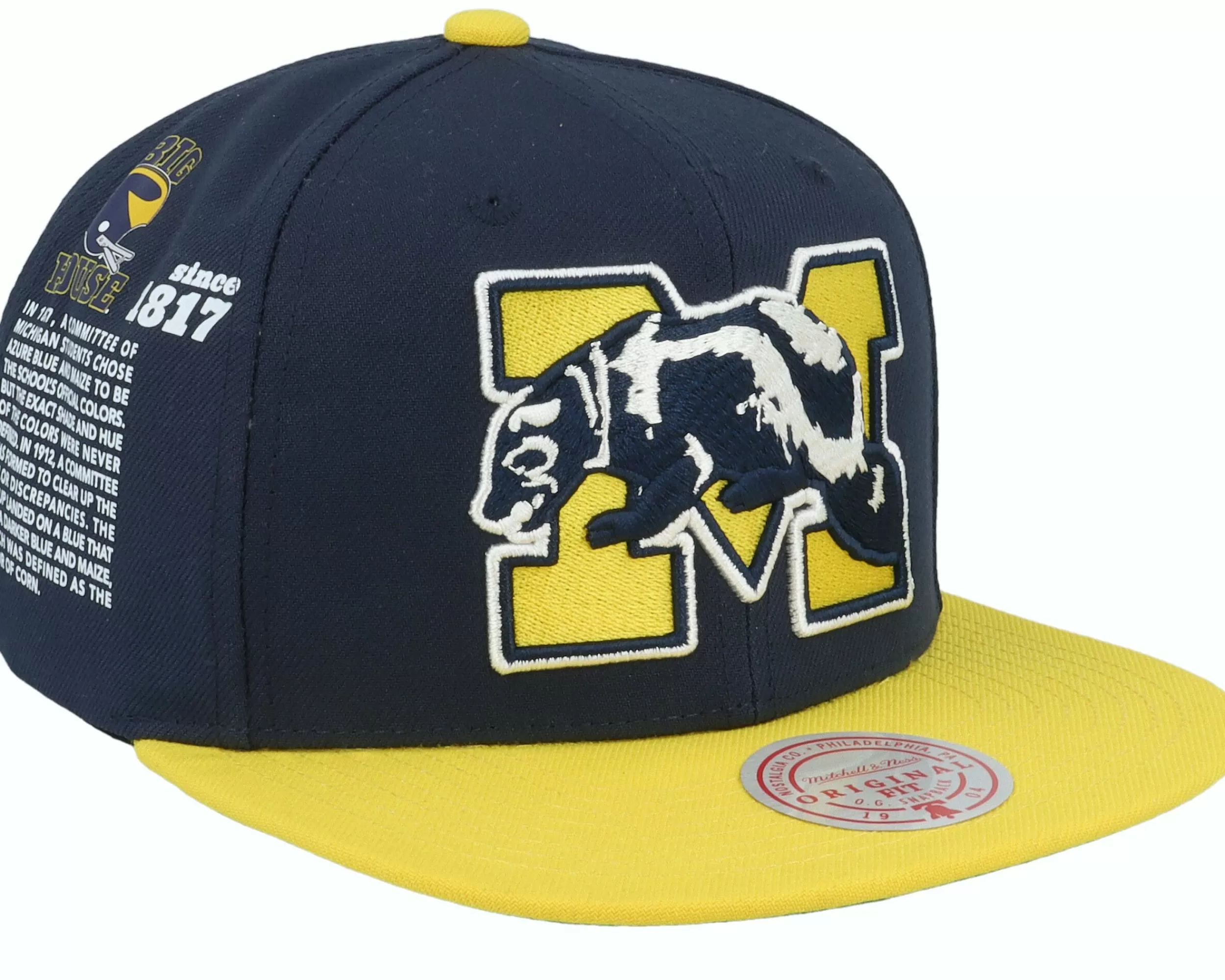 Mitchell & Ness Michigan Wolverines Team Origins Navy Snapback - -Unisex Snapback