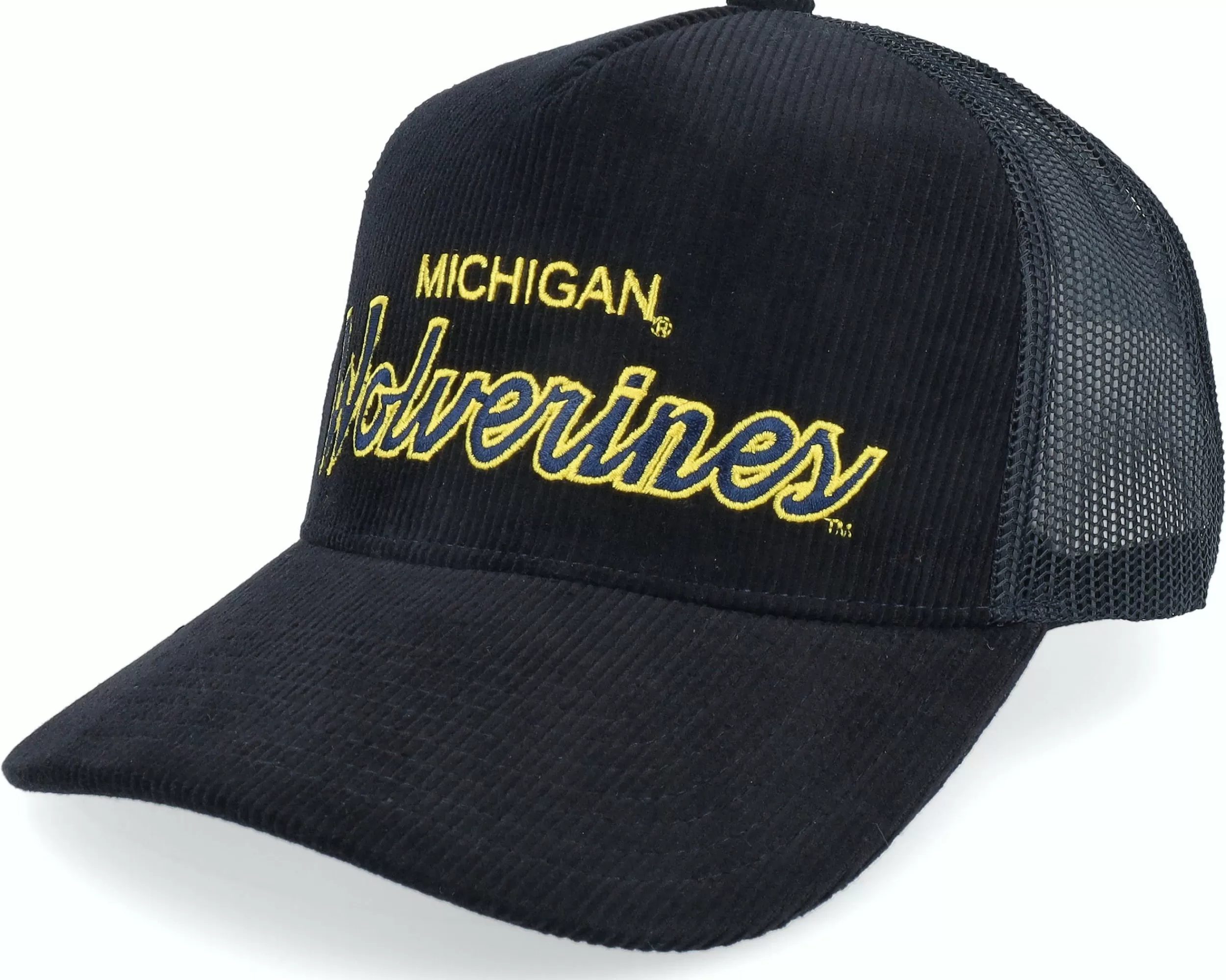 Mitchell & Ness Michigan Wolverines Times Up Black Trucker - -Unisex Trucker