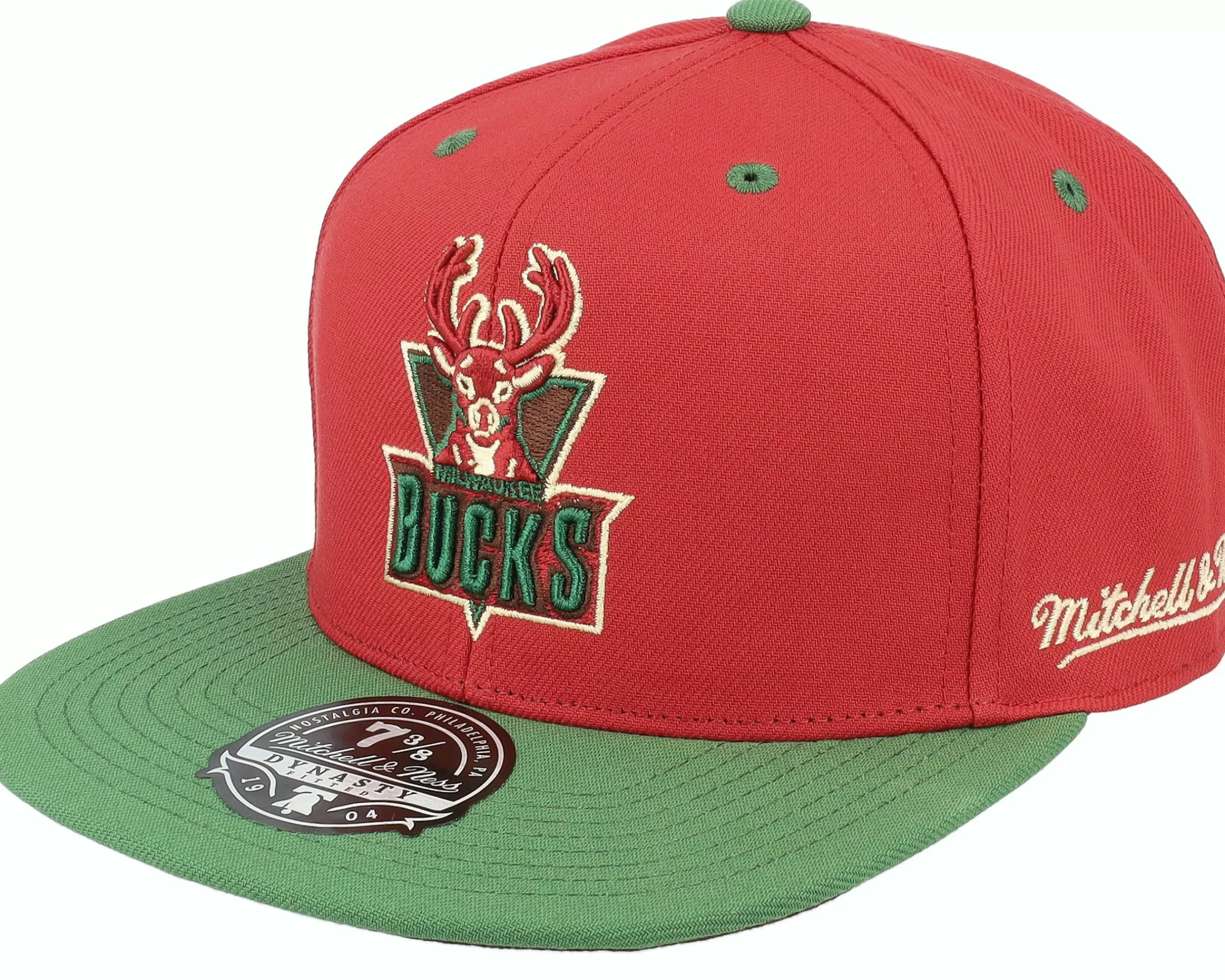 Mitchell & Ness Milwaukee Bucks Nightmare Red/Green Fitted - -Unisex Fitted