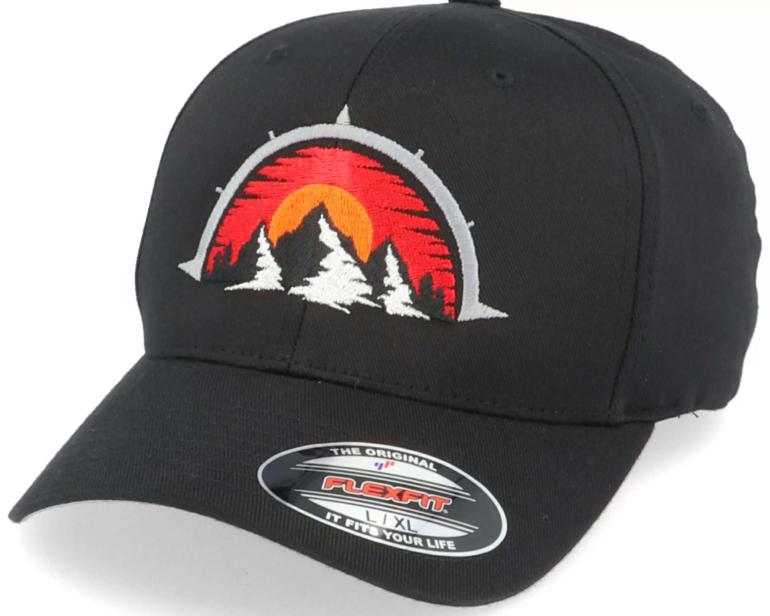 Wild Spirit Mountain Compass Black Flexfit - -Unisex Flexfit