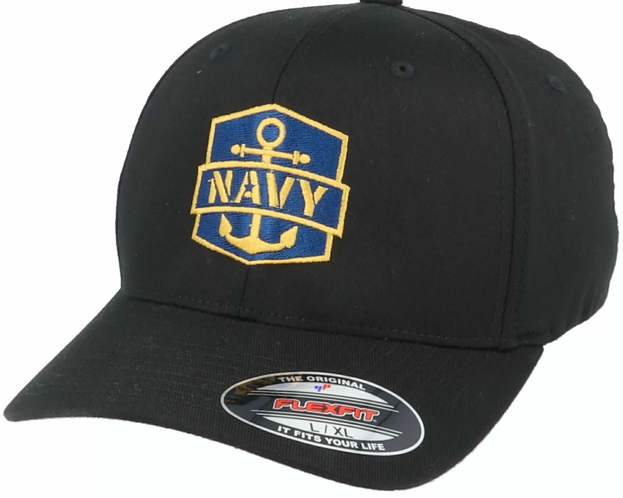 Army Head Navy Badge Black Flexfit - -Unisex Flexfit